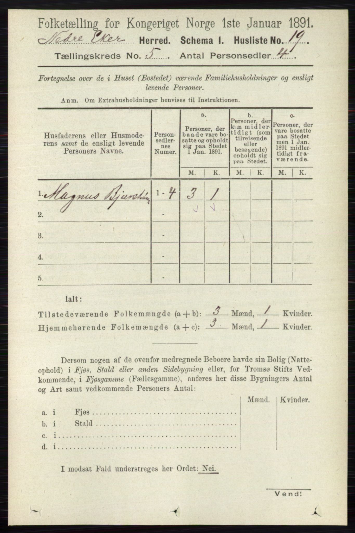 RA, 1891 census for 0625 Nedre Eiker, 1891, p. 2273