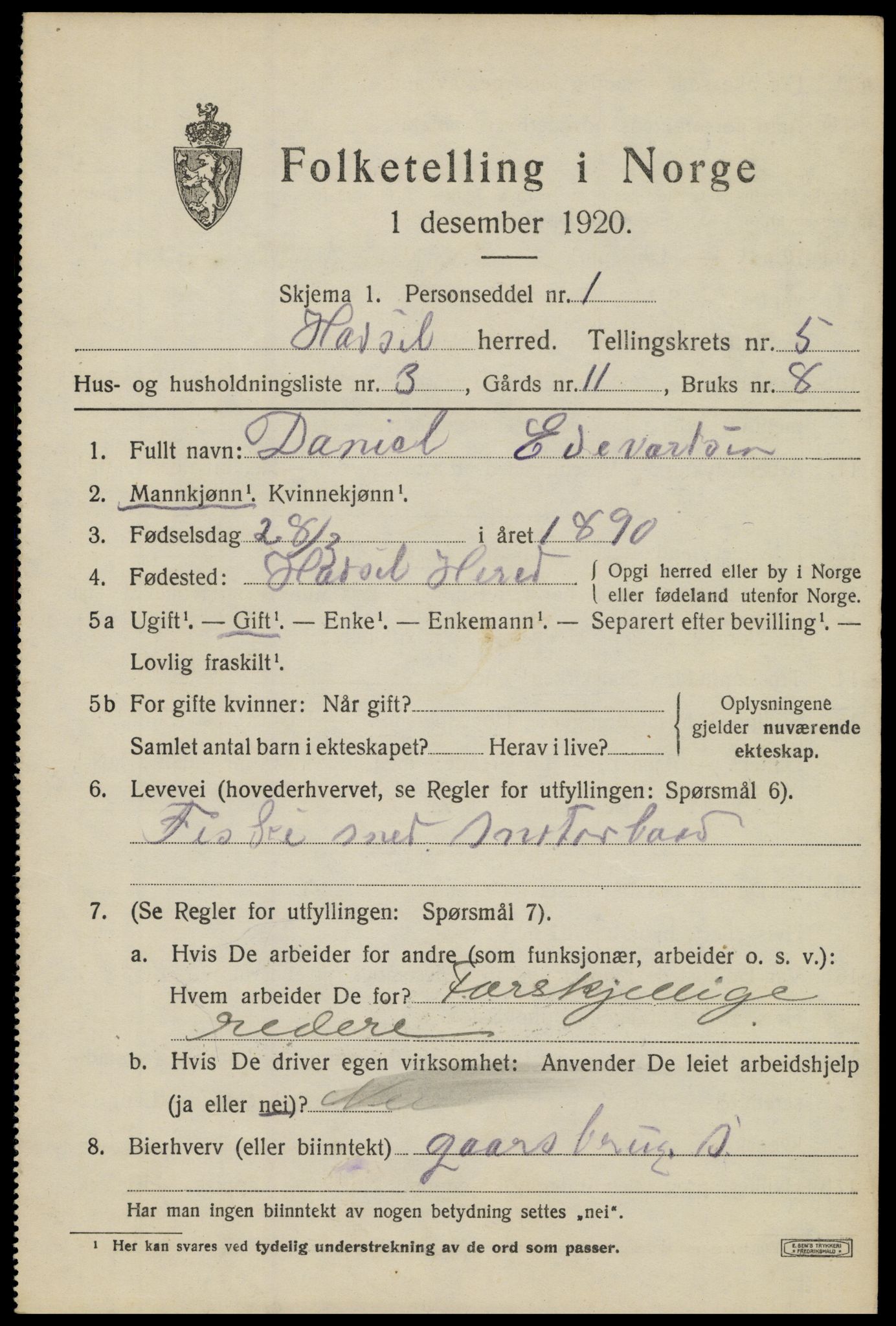 SAT, 1920 census for Hadsel, 1920, p. 5970