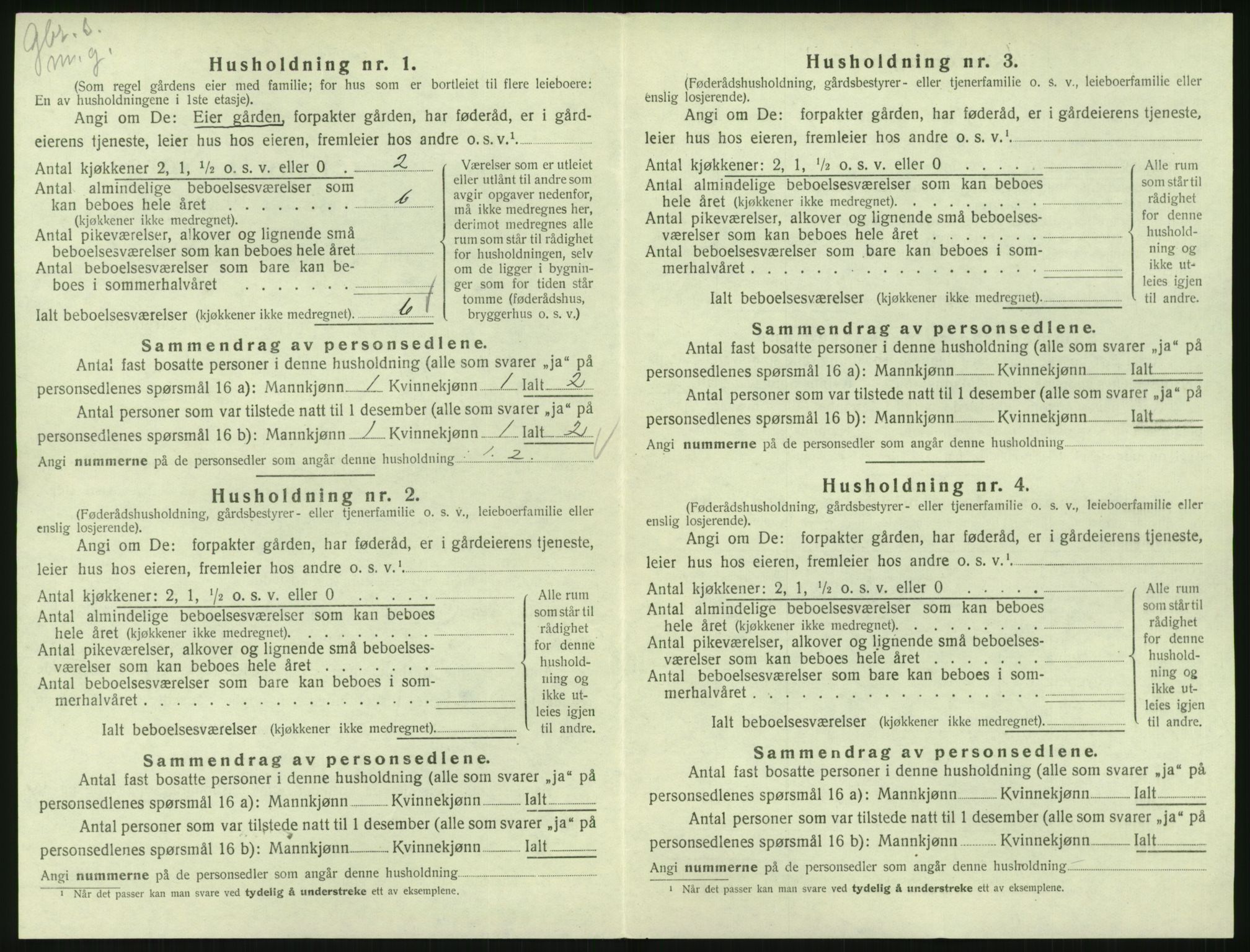 SAK, 1920 census for Holum, 1920, p. 708