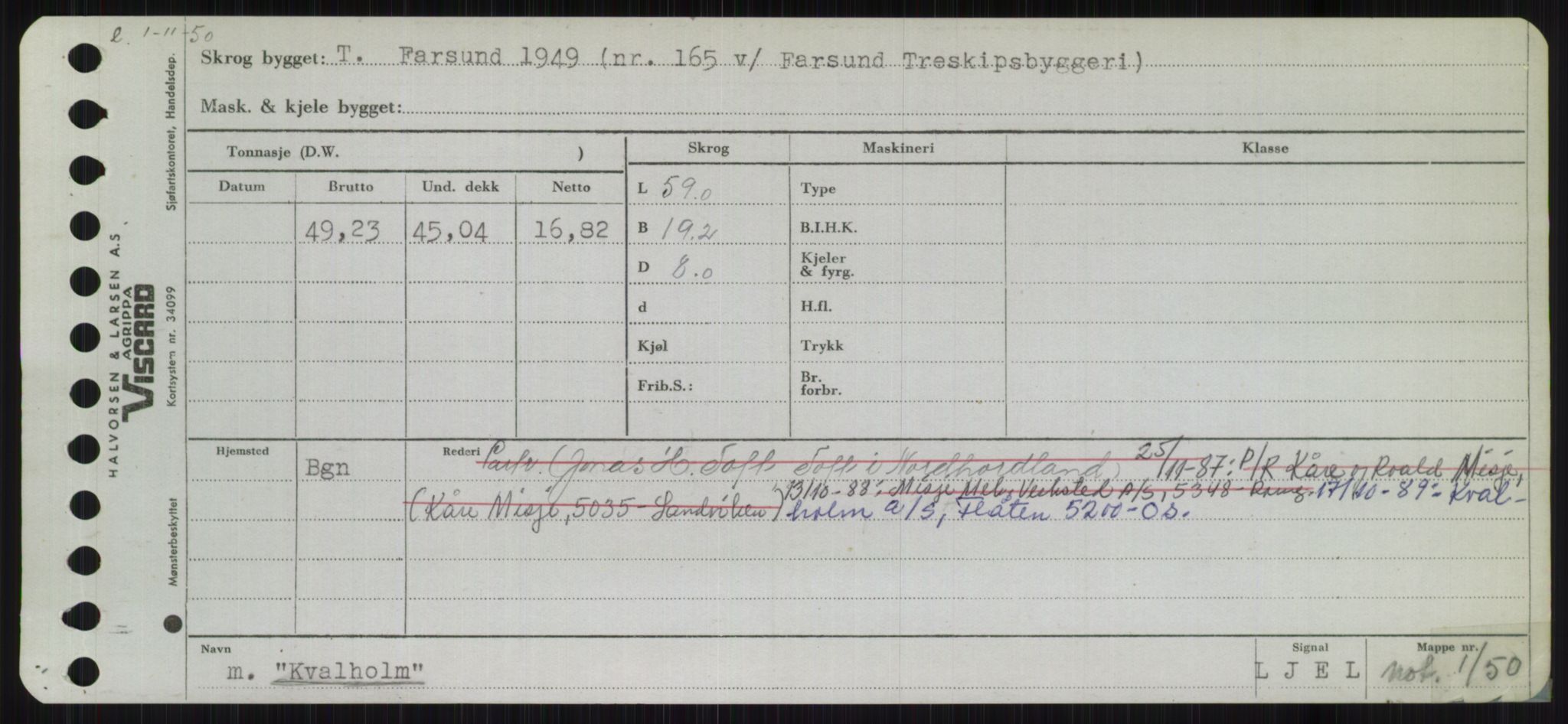 Sjøfartsdirektoratet med forløpere, Skipsmålingen, RA/S-1627/H/Ha/L0003/0002: Fartøy, Hilm-Mar / Fartøy, Kom-Mar, p. 107