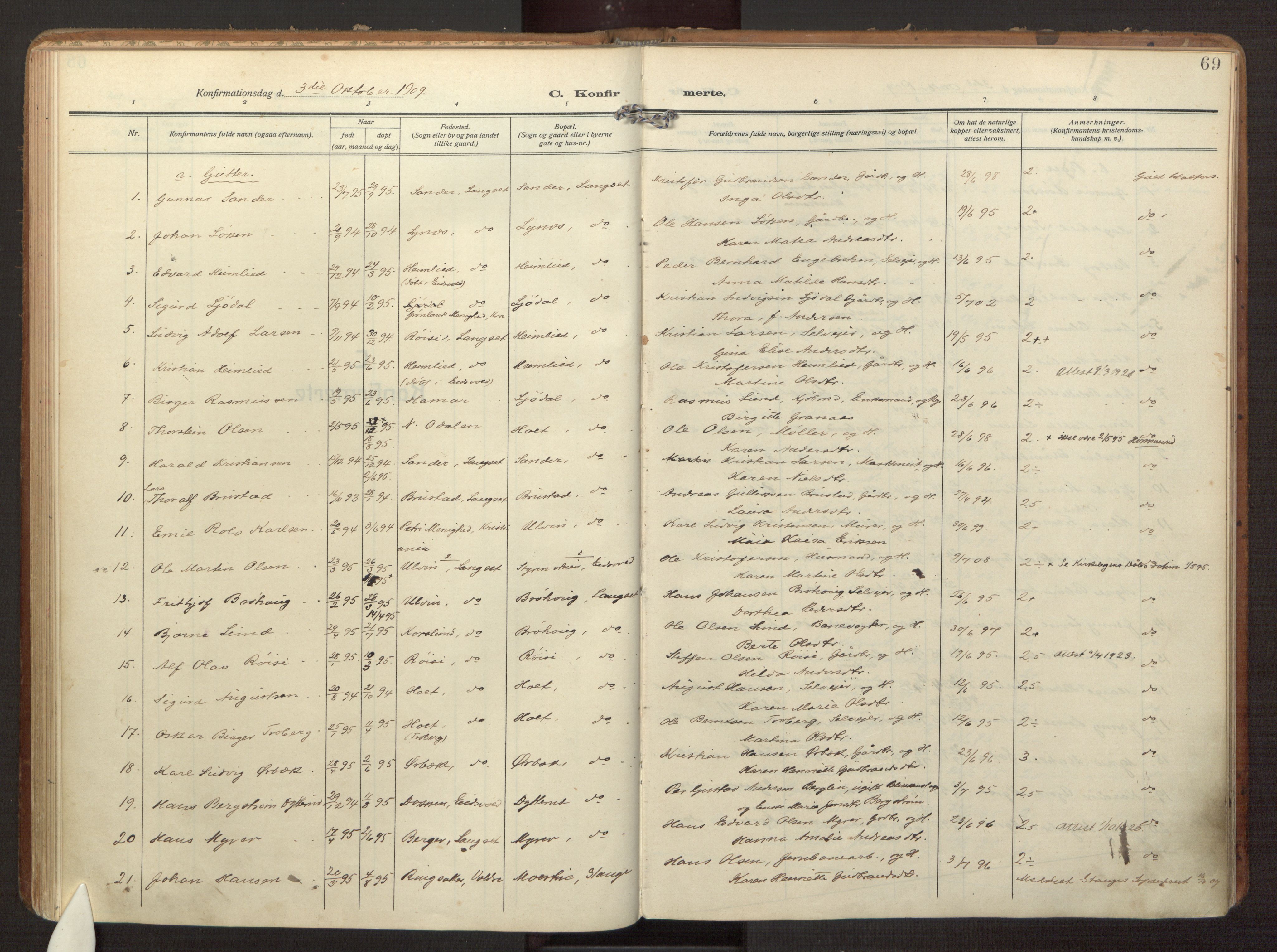Eidsvoll prestekontor Kirkebøker, AV/SAO-A-10888/F/Fb/L0004: Parish register (official) no. II 4, 1909-1919, p. 69