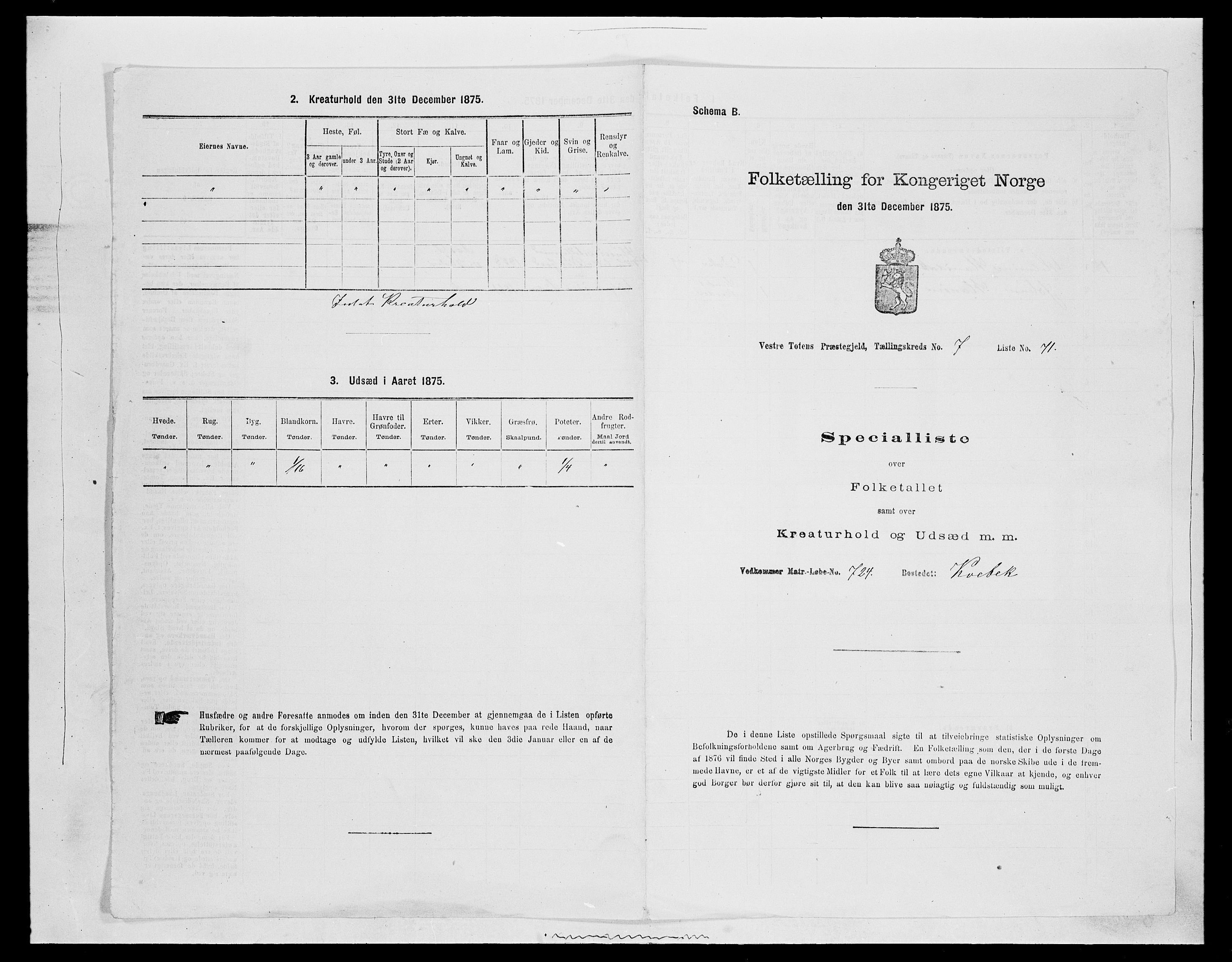 SAH, 1875 census for 0529P Vestre Toten, 1875, p. 1512