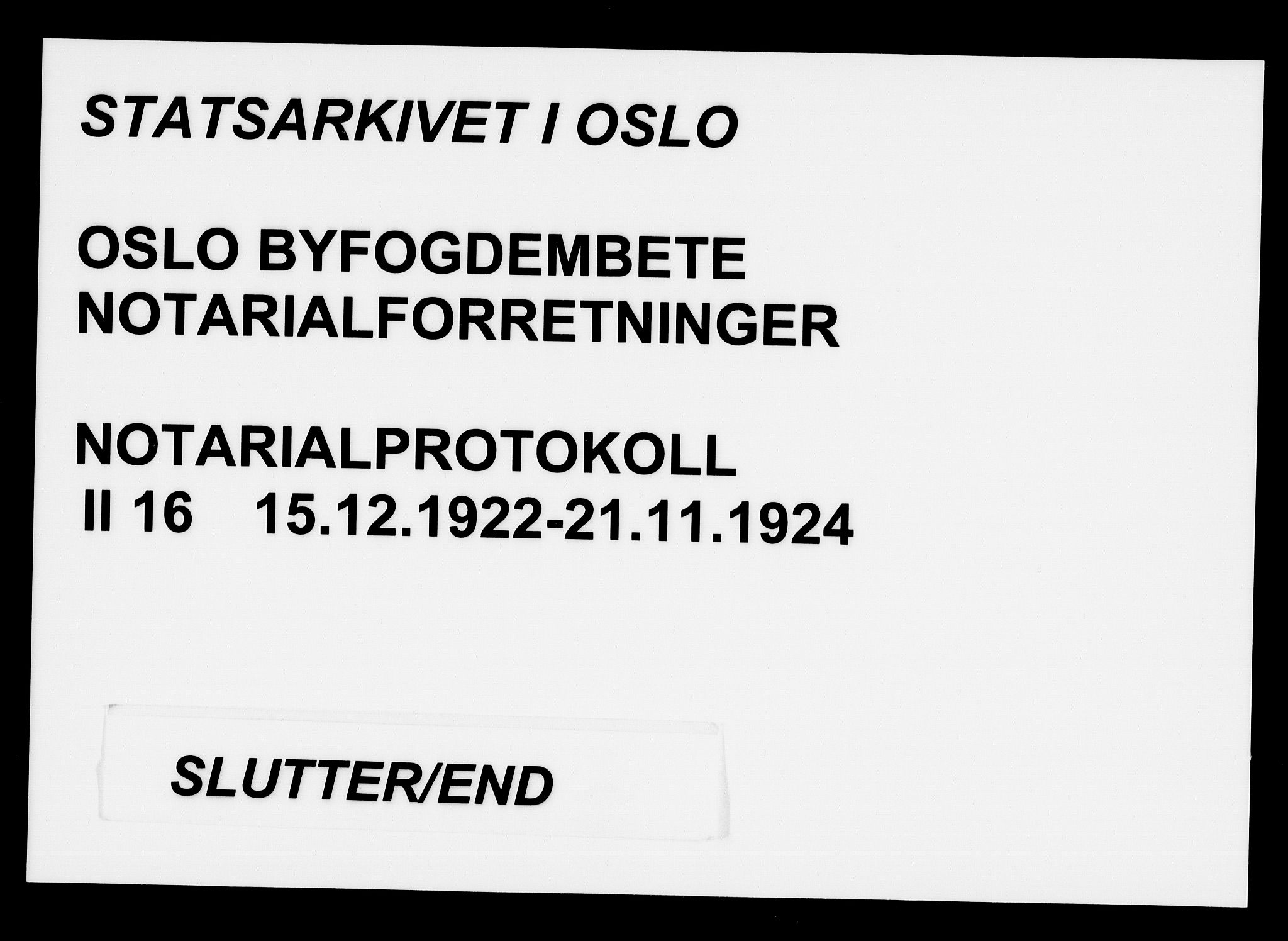 Oslo byfogd avd. I, AV/SAO-A-10220/L/Lb/Lbb/L0016: Notarialprotokoll, rekke II: Vigsler, 1922-1924