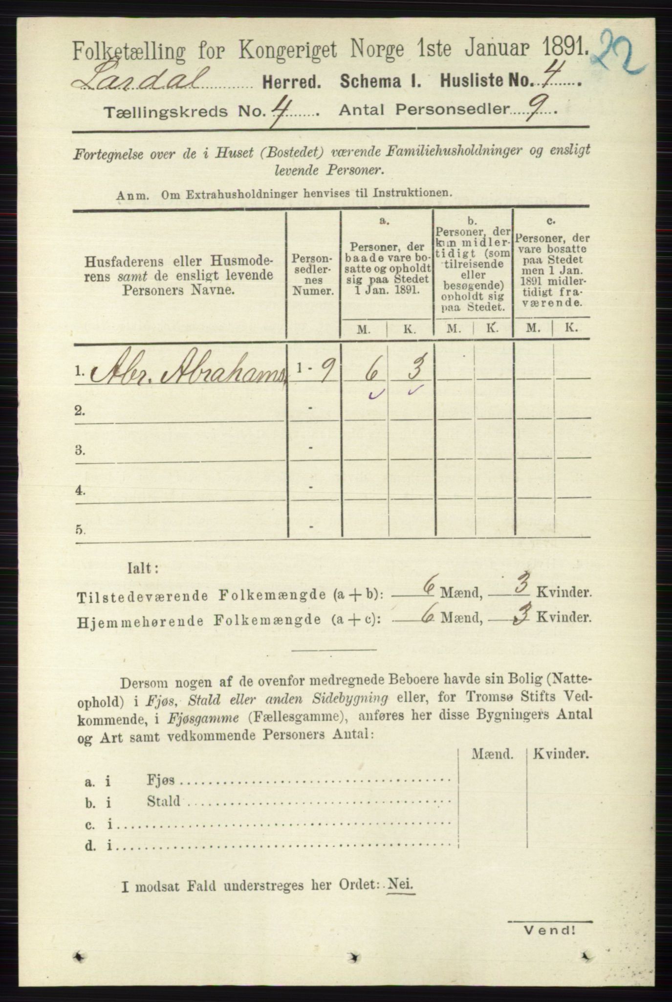 RA, 1891 census for 0728 Lardal, 1891, p. 1852