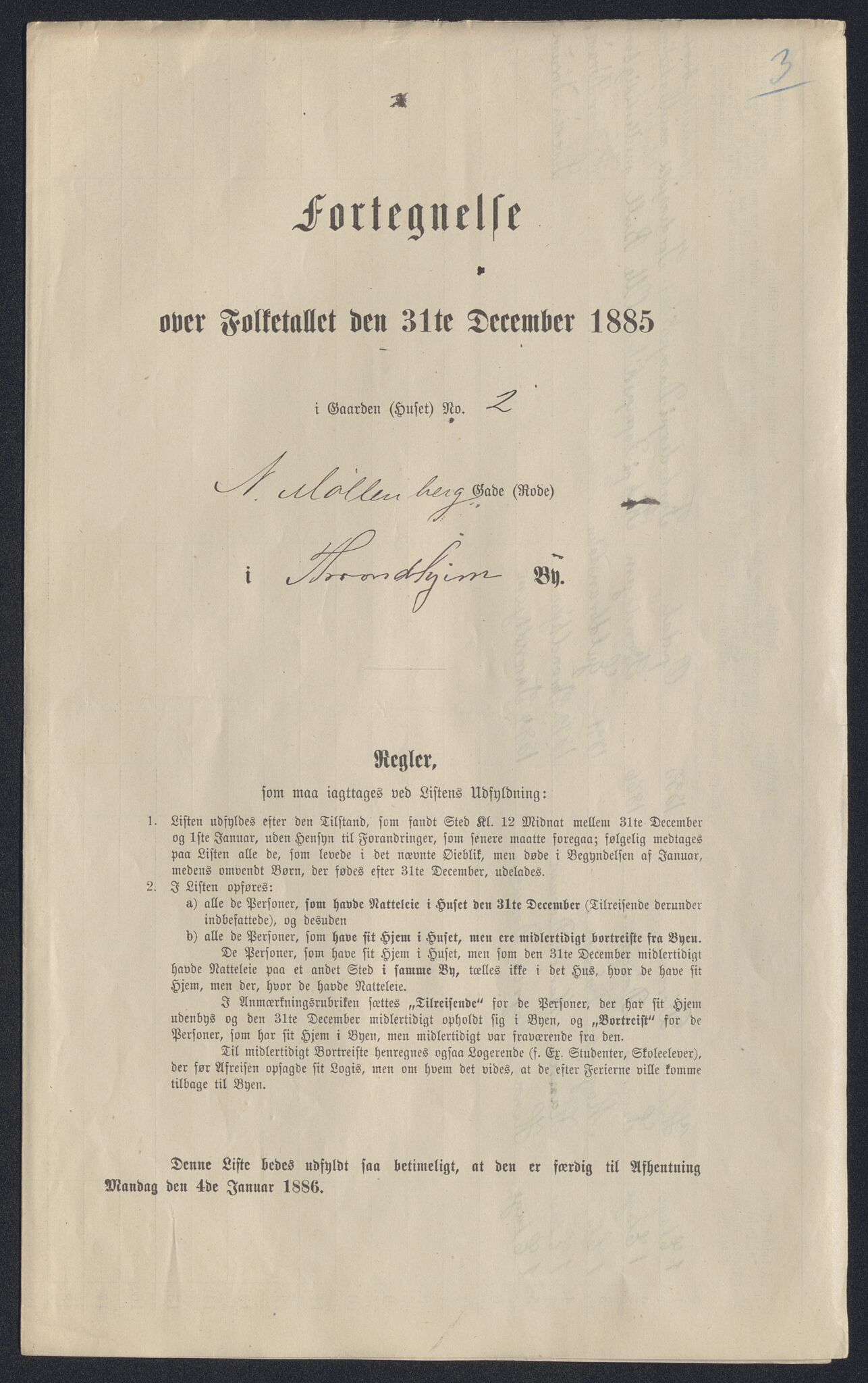 SAT, 1885 census for 1601 Trondheim, 1885, p. 2098