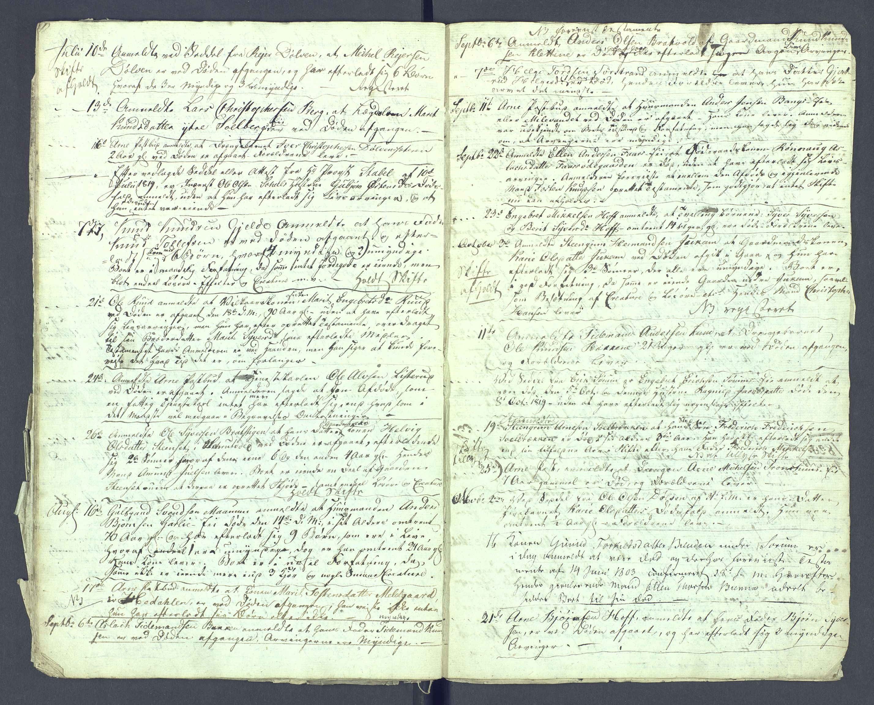 Valdres sorenskriveri, AV/SAH-TING-016/J/Je/L0001/0001: Dødsfallsprotokoller / Dødsfallsprotokoll, 1816-1821
