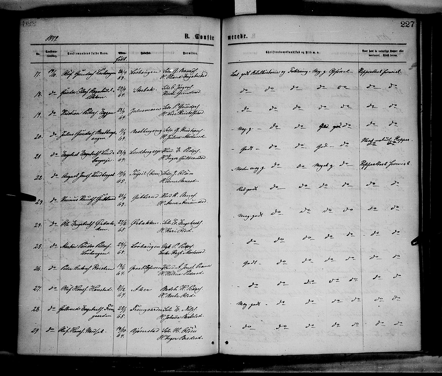 Elverum prestekontor, AV/SAH-PREST-044/H/Ha/Haa/L0011: Parish register (official) no. 11, 1869-1879, p. 227