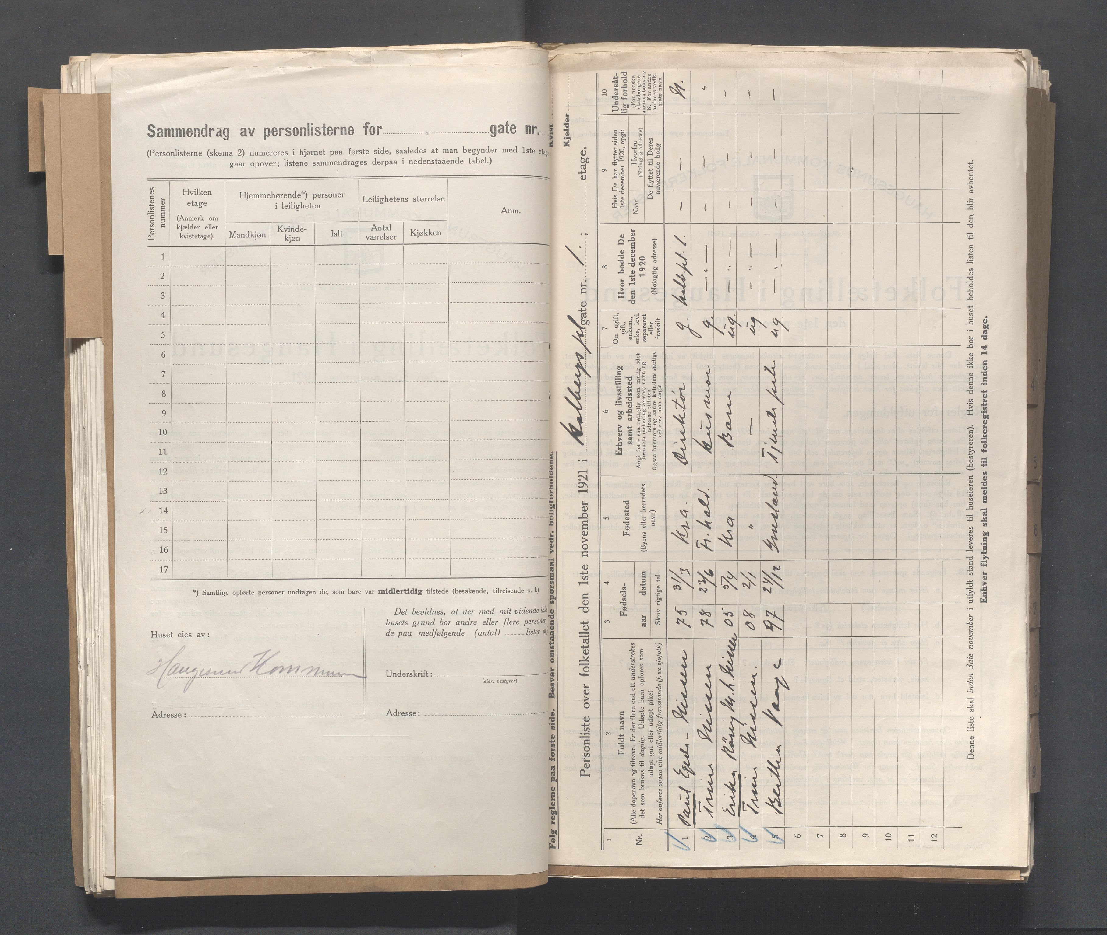 IKAR, Local census 1.11.1921 for Haugesund, 1921, p. 2315