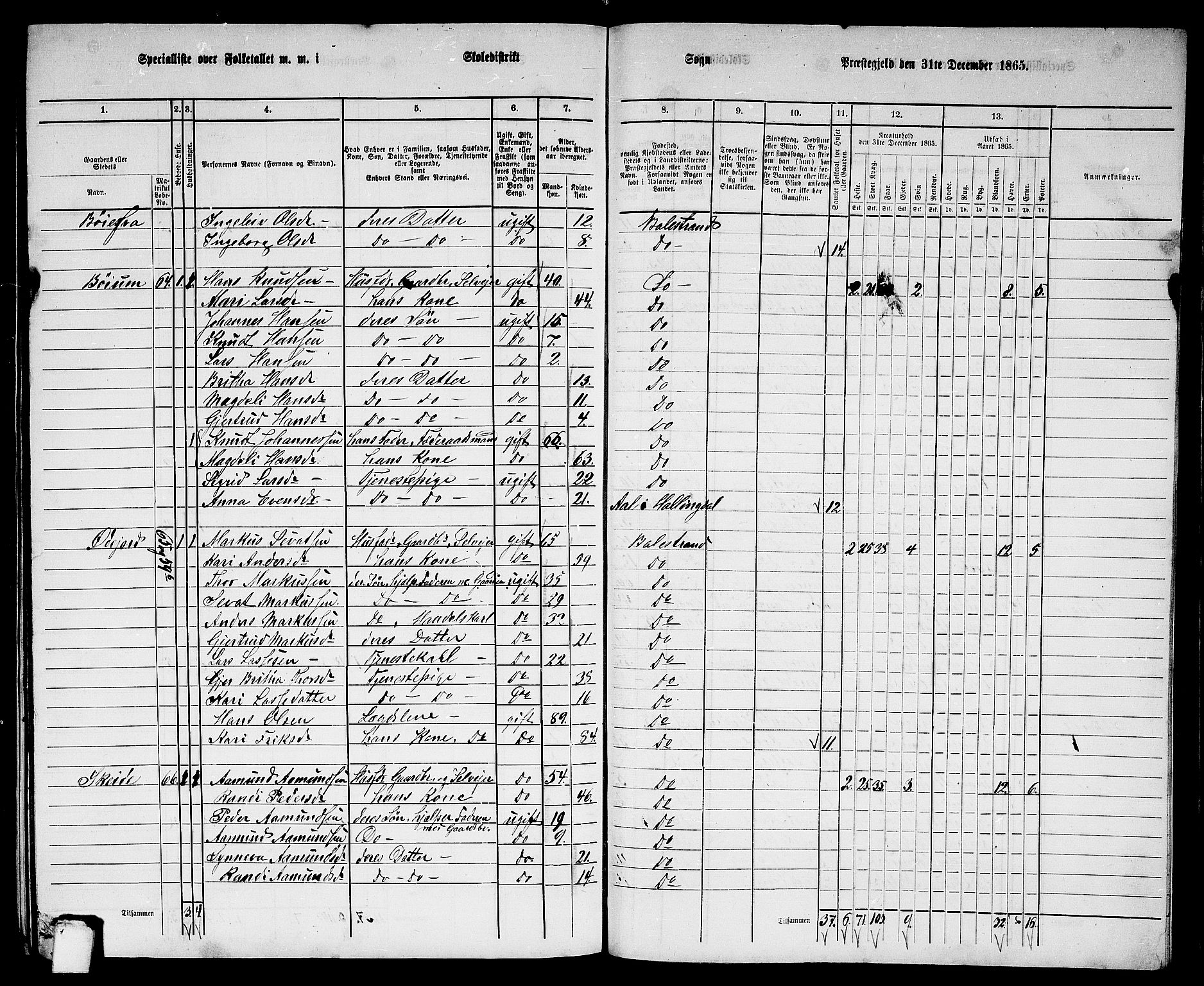 RA, 1865 census for Balestrand, 1865, p. 77