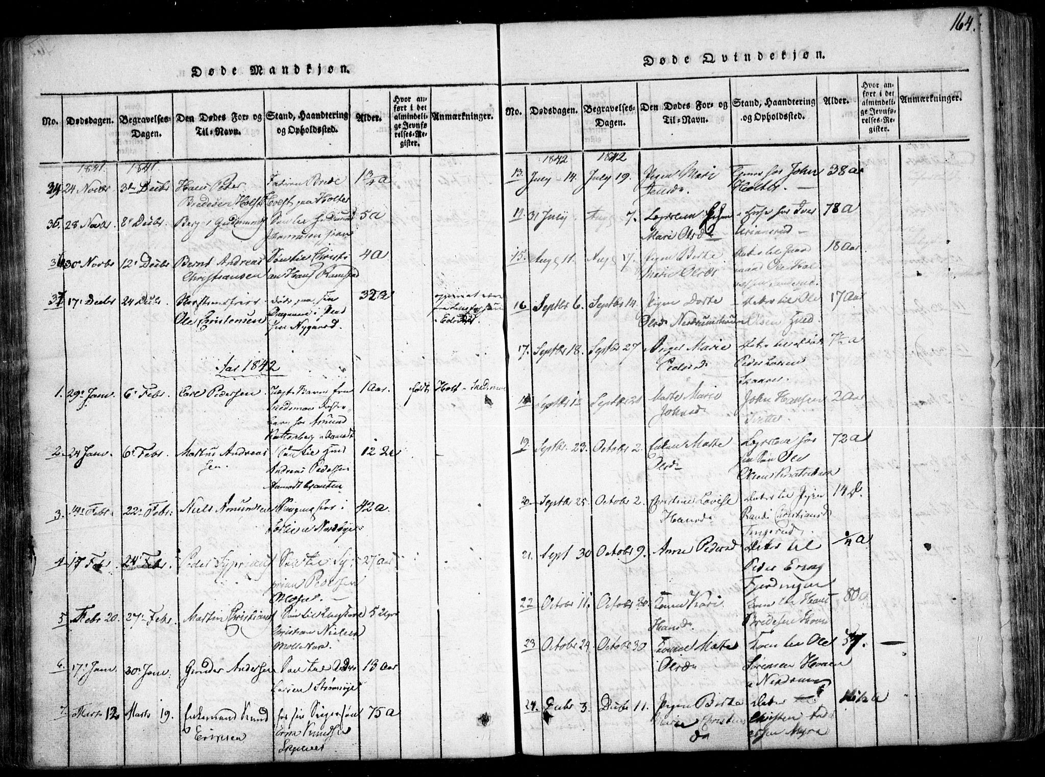 Fet prestekontor Kirkebøker, AV/SAO-A-10370a/F/Fa/L0008: Parish register (official) no. I 8, 1815-1842, p. 164