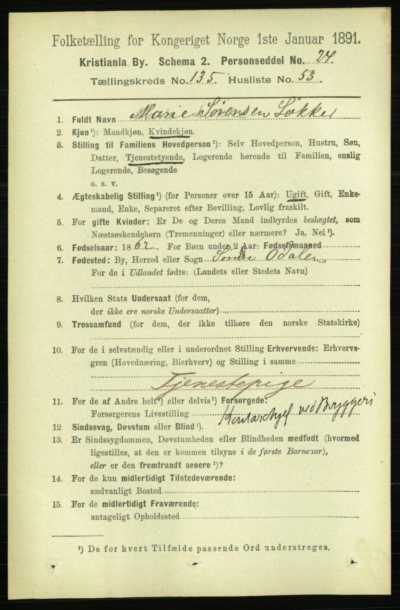 RA, 1891 census for 0301 Kristiania, 1891, p. 75151