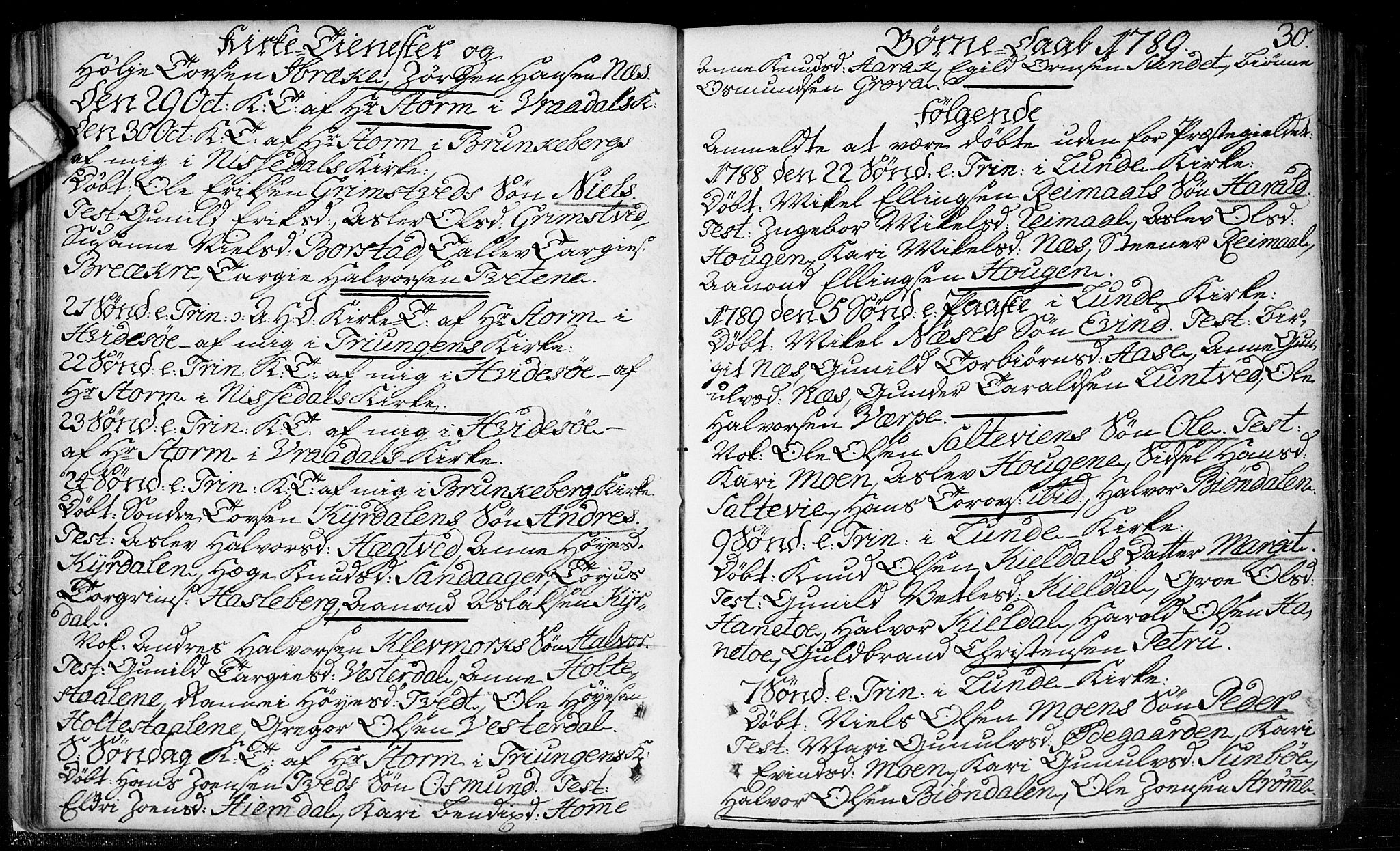 Kviteseid kirkebøker, SAKO/A-276/F/Fa/L0003: Parish register (official) no. I 3, 1787-1799, p. 30