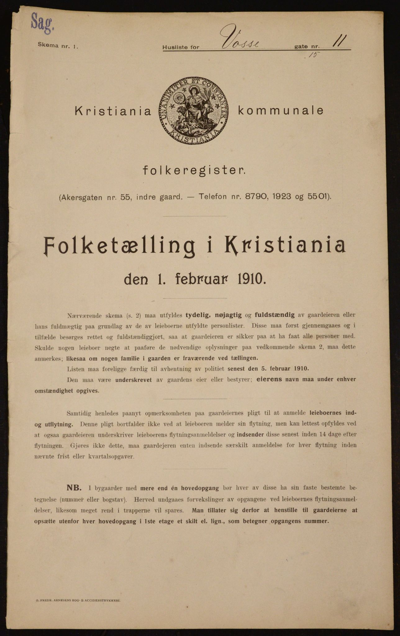 OBA, Municipal Census 1910 for Kristiania, 1910, p. 118890