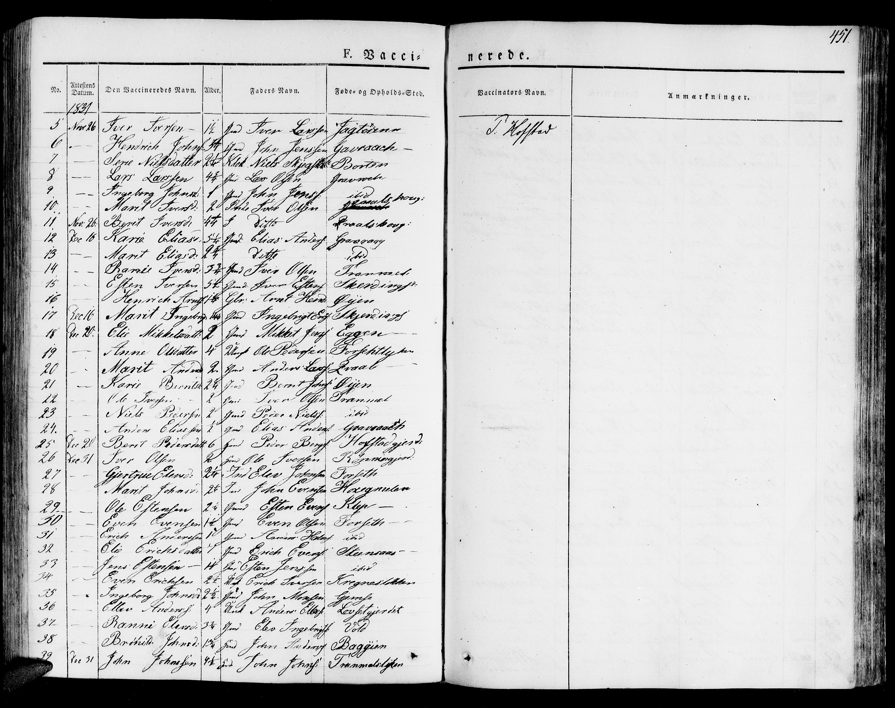 Ministerialprotokoller, klokkerbøker og fødselsregistre - Sør-Trøndelag, SAT/A-1456/691/L1070: Parish register (official) no. 691A05 /1, 1826-1841, p. 451