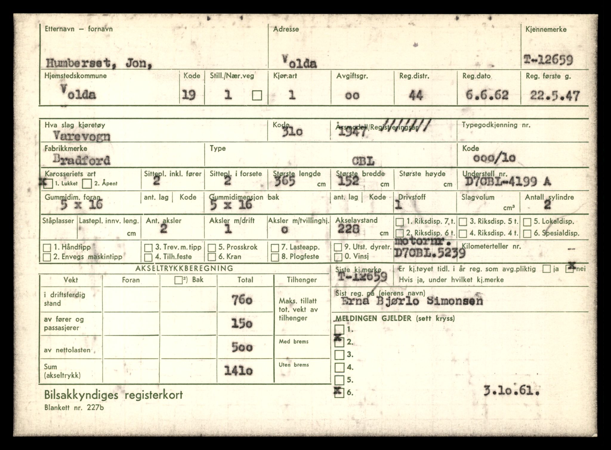 Møre og Romsdal vegkontor - Ålesund trafikkstasjon, AV/SAT-A-4099/F/Fe/L0035: Registreringskort for kjøretøy T 12653 - T 12829, 1927-1998, p. 89