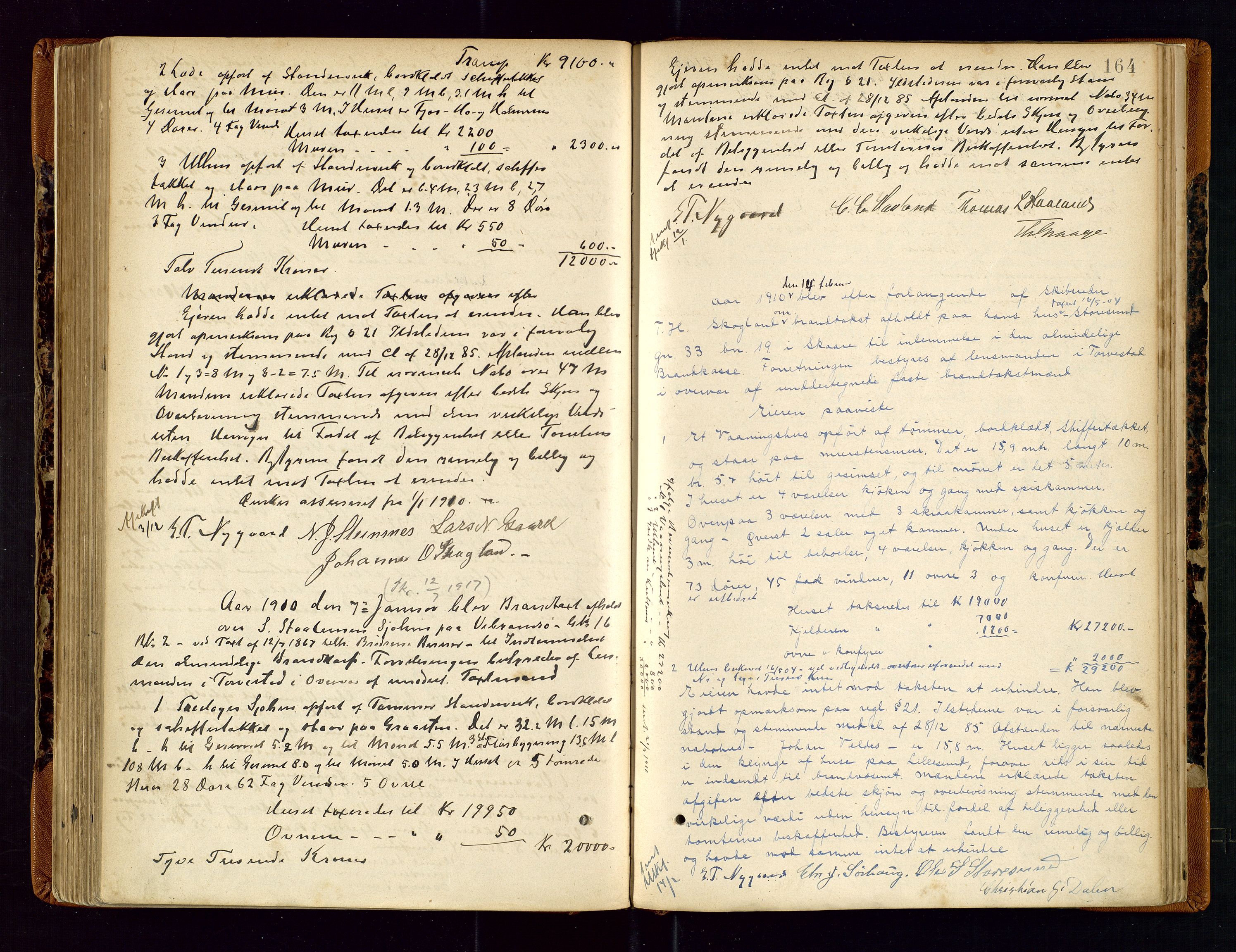 Torvestad lensmannskontor, SAST/A-100307/1/Goa/L0002: "Brandtaxationsprotokol for Torvestad Thinglag", 1883-1917, p. 163b-164a