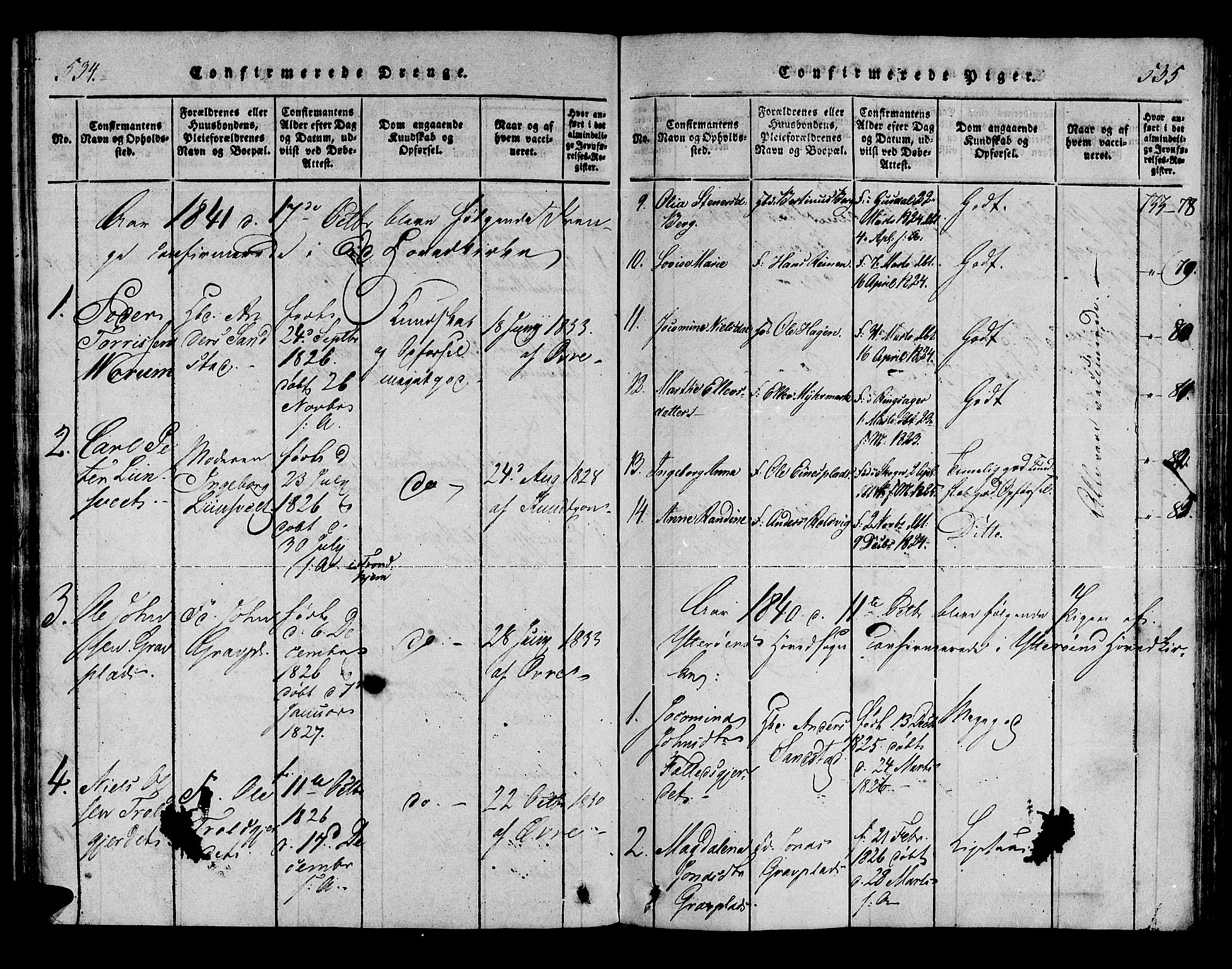 Ministerialprotokoller, klokkerbøker og fødselsregistre - Nord-Trøndelag, AV/SAT-A-1458/722/L0217: Parish register (official) no. 722A04, 1817-1842, p. 534-535