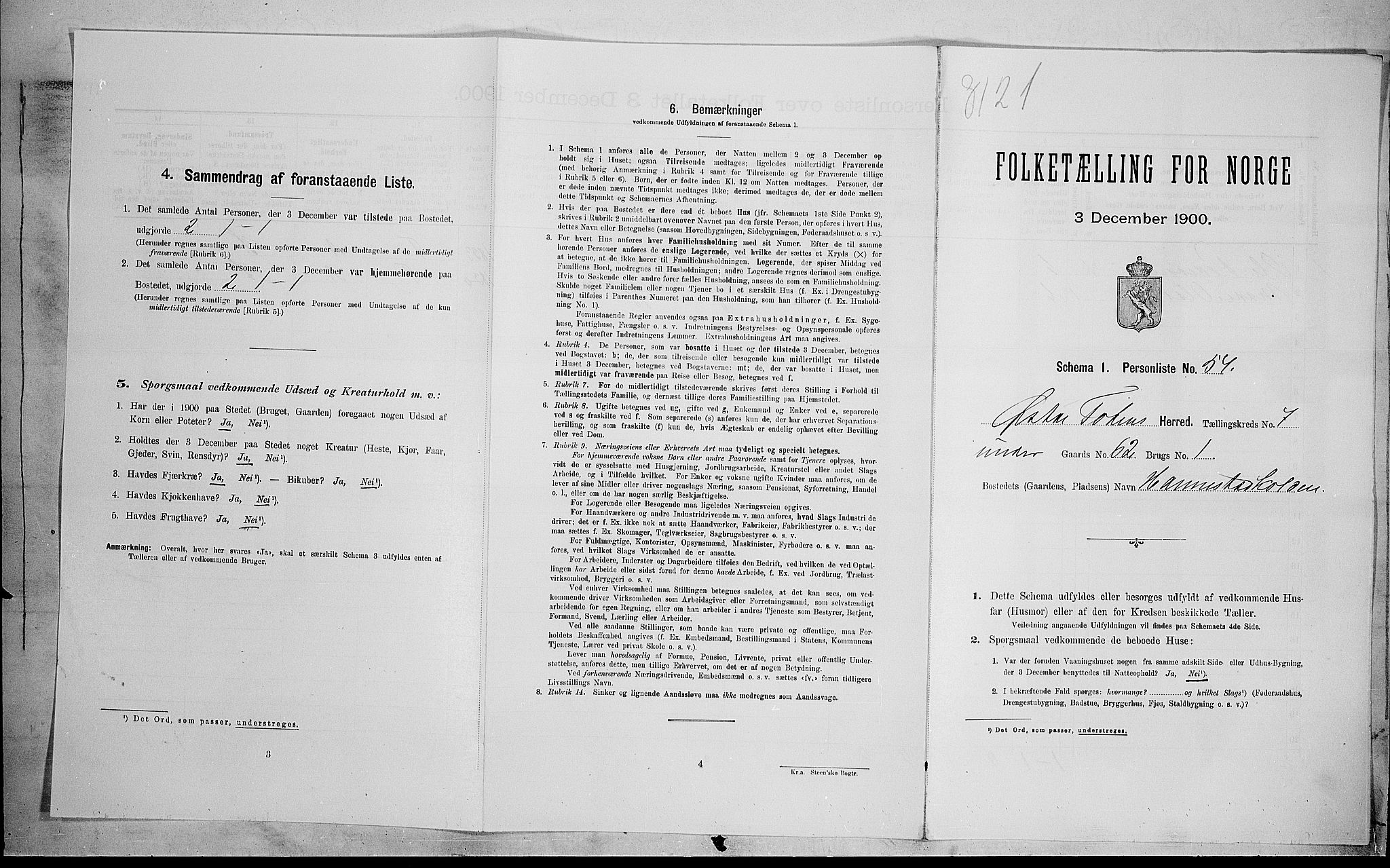 SAH, 1900 census for Østre Toten, 1900, p. 1890