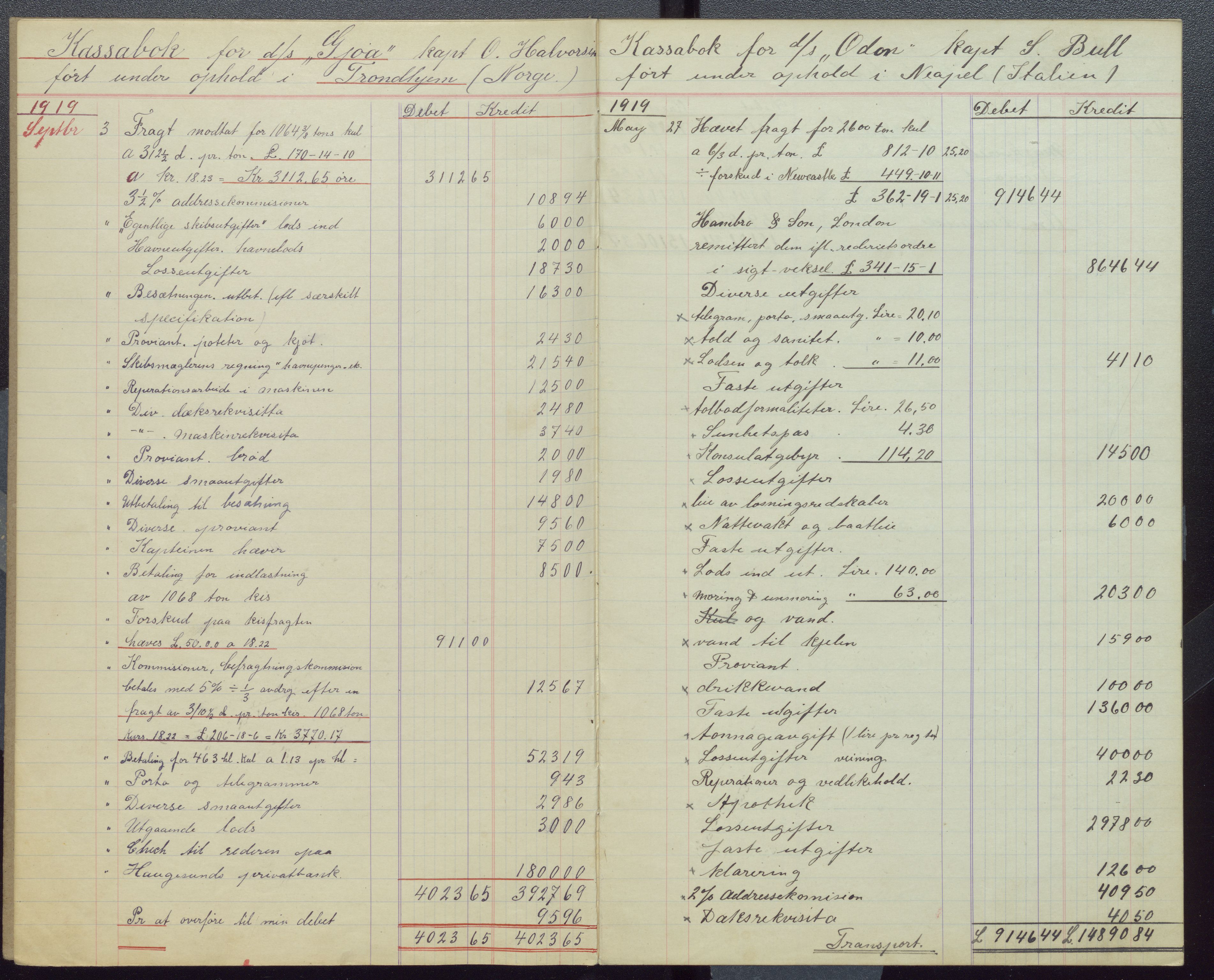 Samuelsen, Nils August. Kaptein, VEMU/ARS-A-1323/Y/L0001: Lærerbøker m.m., 1921