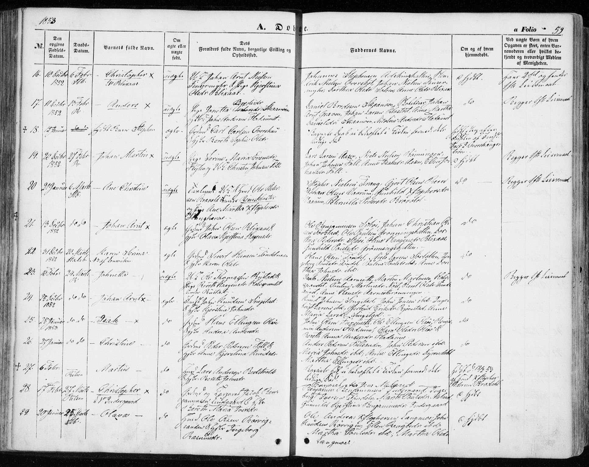 Ministerialprotokoller, klokkerbøker og fødselsregistre - Sør-Trøndelag, SAT/A-1456/646/L0611: Parish register (official) no. 646A09, 1848-1857, p. 59