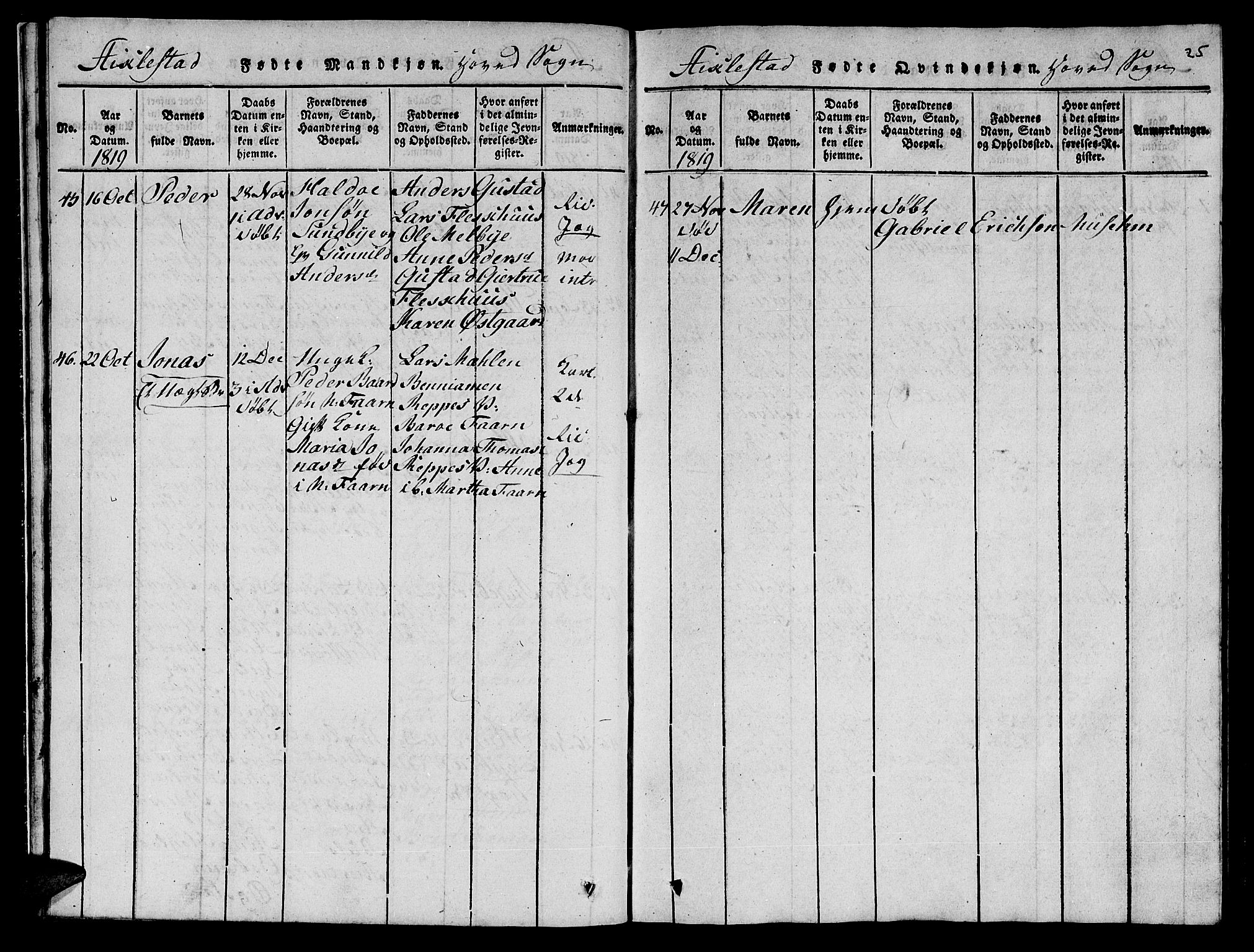 Ministerialprotokoller, klokkerbøker og fødselsregistre - Nord-Trøndelag, SAT/A-1458/723/L0251: Parish register (copy) no. 723C01 /1, 1816-1831, p. 25