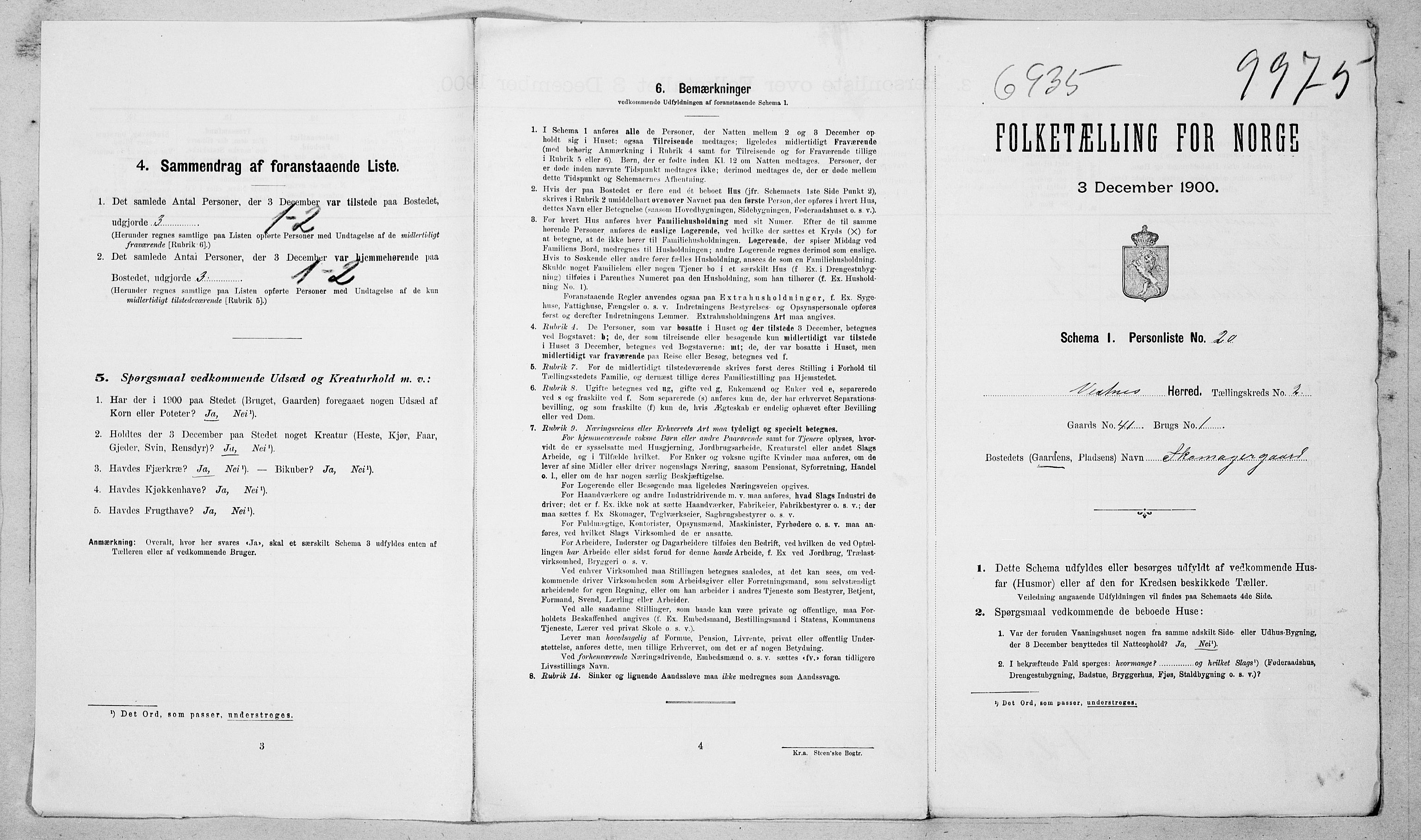 SAT, 1900 census for Vestnes, 1900, p. 26