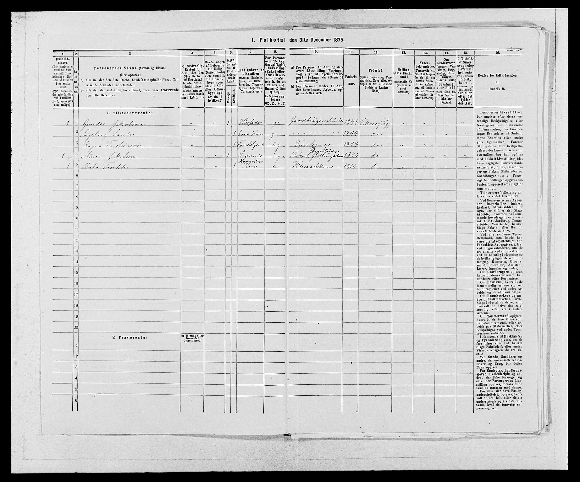 SAB, 1875 census for 1238P Vikør, 1875, p. 394