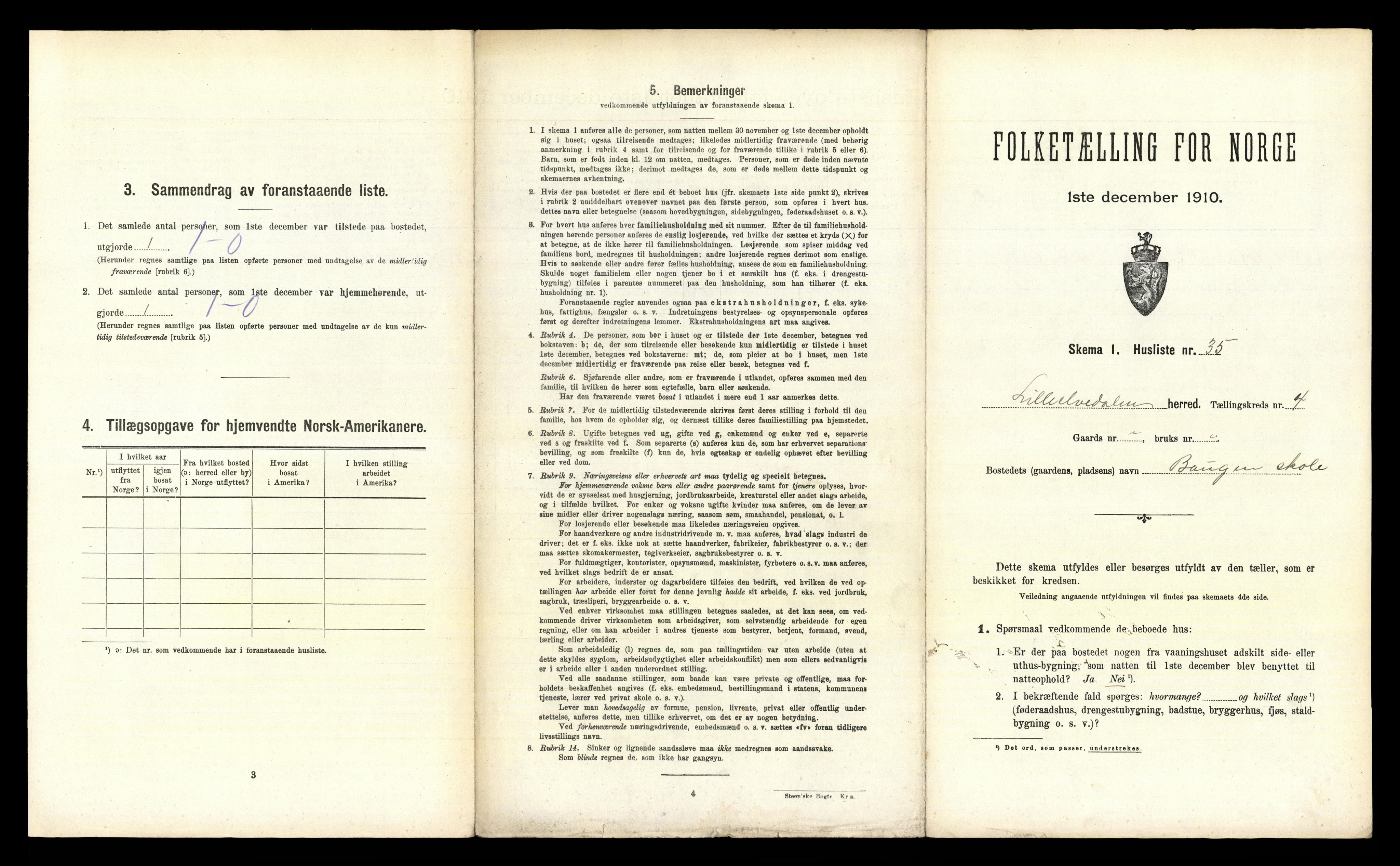 RA, 1910 census for Lille Elvedalen, 1910, p. 275