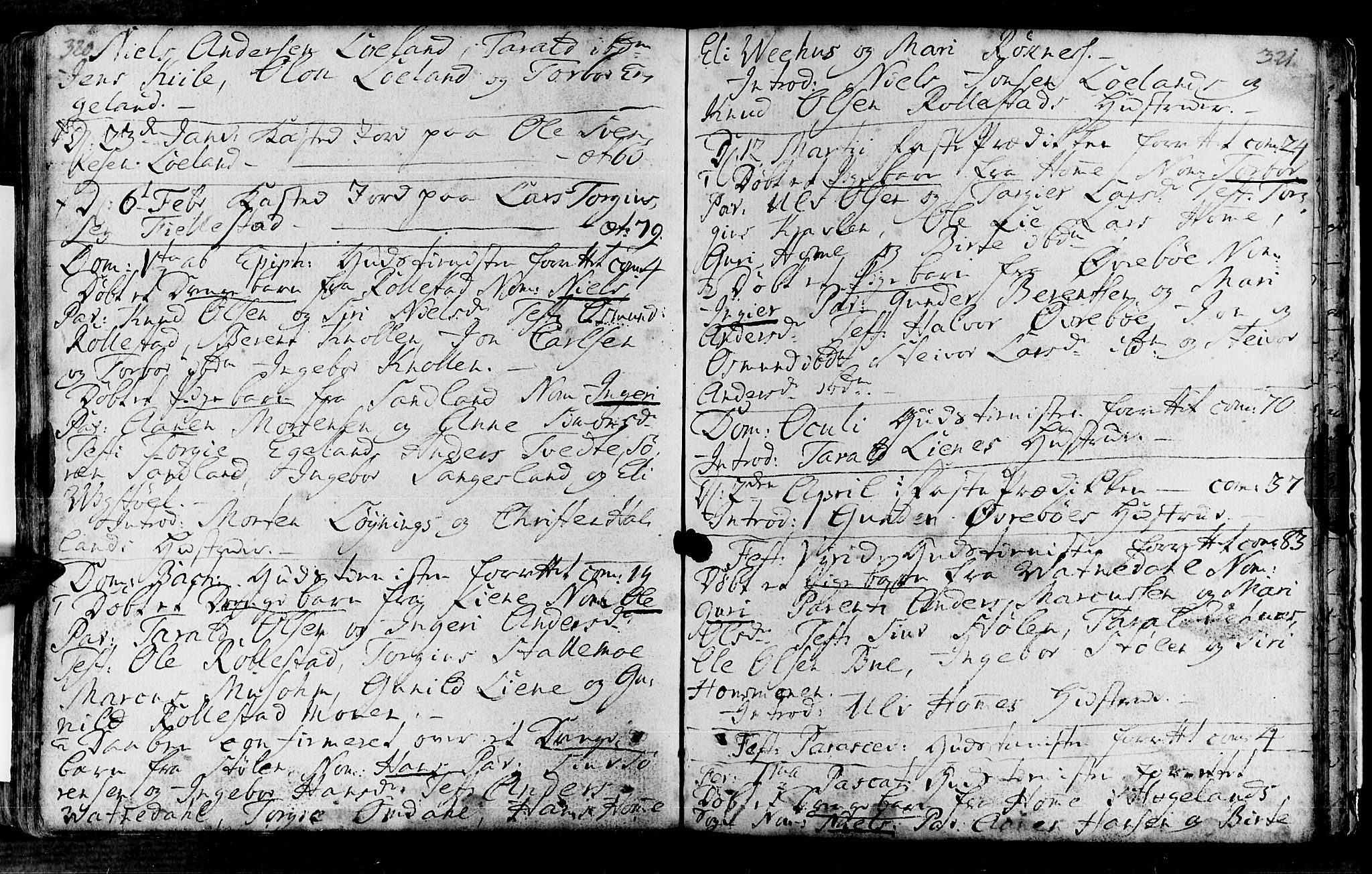 Vennesla sokneprestkontor, SAK/1111-0045/Fa/Fac/L0001: Parish register (official) no. A 1, 1743-1784, p. 320-321