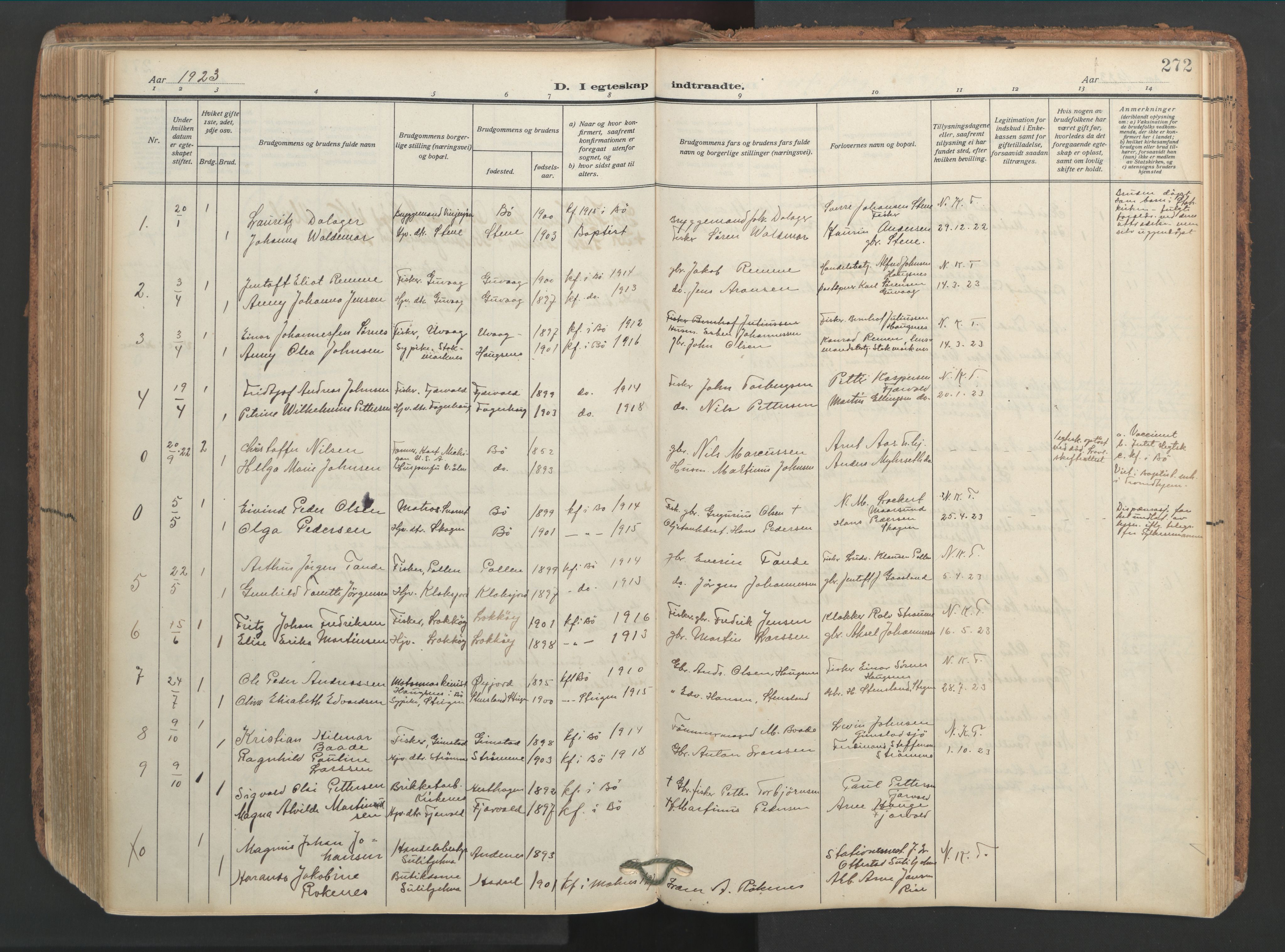 Ministerialprotokoller, klokkerbøker og fødselsregistre - Nordland, SAT/A-1459/891/L1306: Parish register (official) no. 891A11, 1911-1927, p. 272