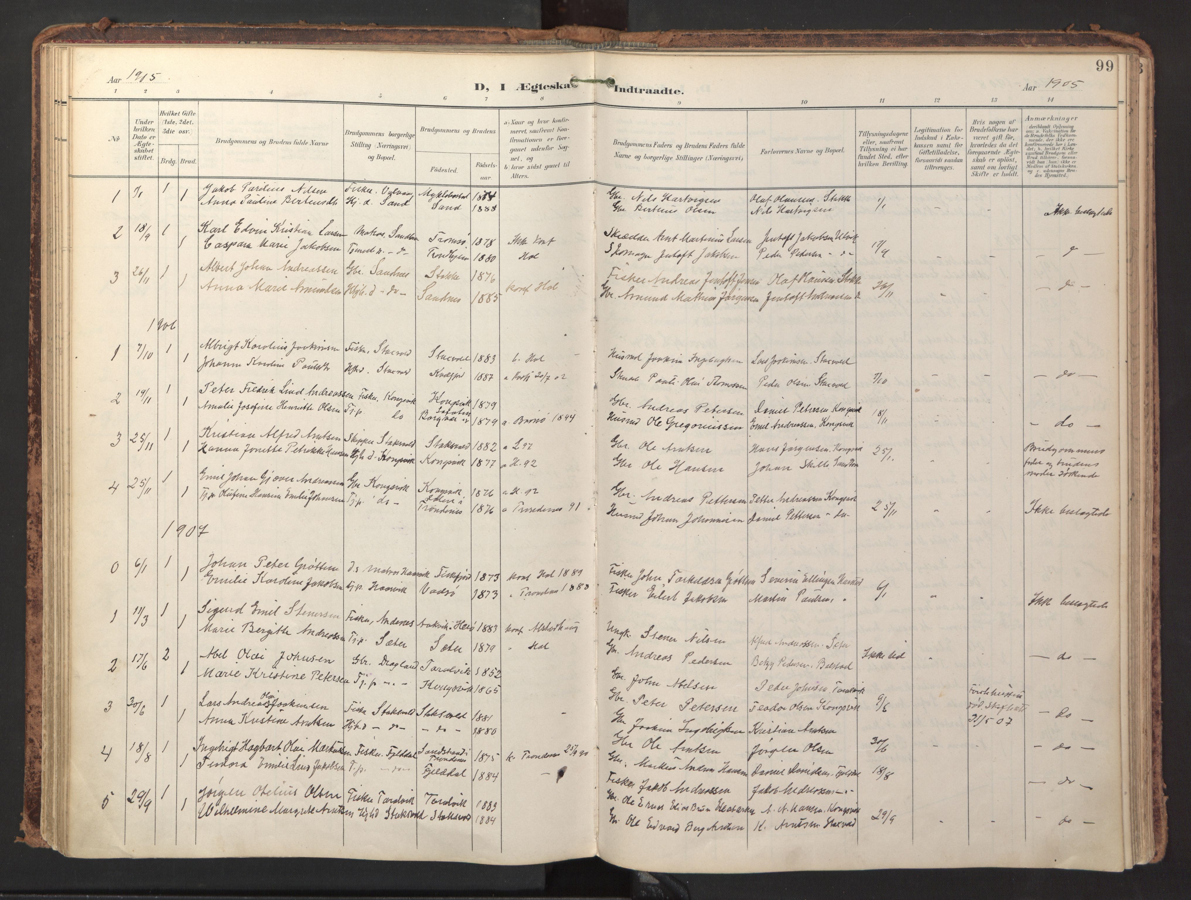 Ministerialprotokoller, klokkerbøker og fødselsregistre - Nordland, AV/SAT-A-1459/865/L0926: Parish register (official) no. 865A04, 1897-1912, p. 99