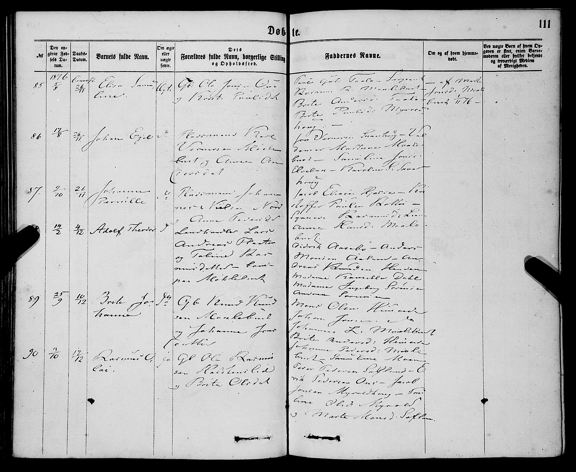 Eid sokneprestembete, AV/SAB-A-82301/H/Haa/Haaa/L0010: Parish register (official) no. A 10, 1867-1878, p. 111