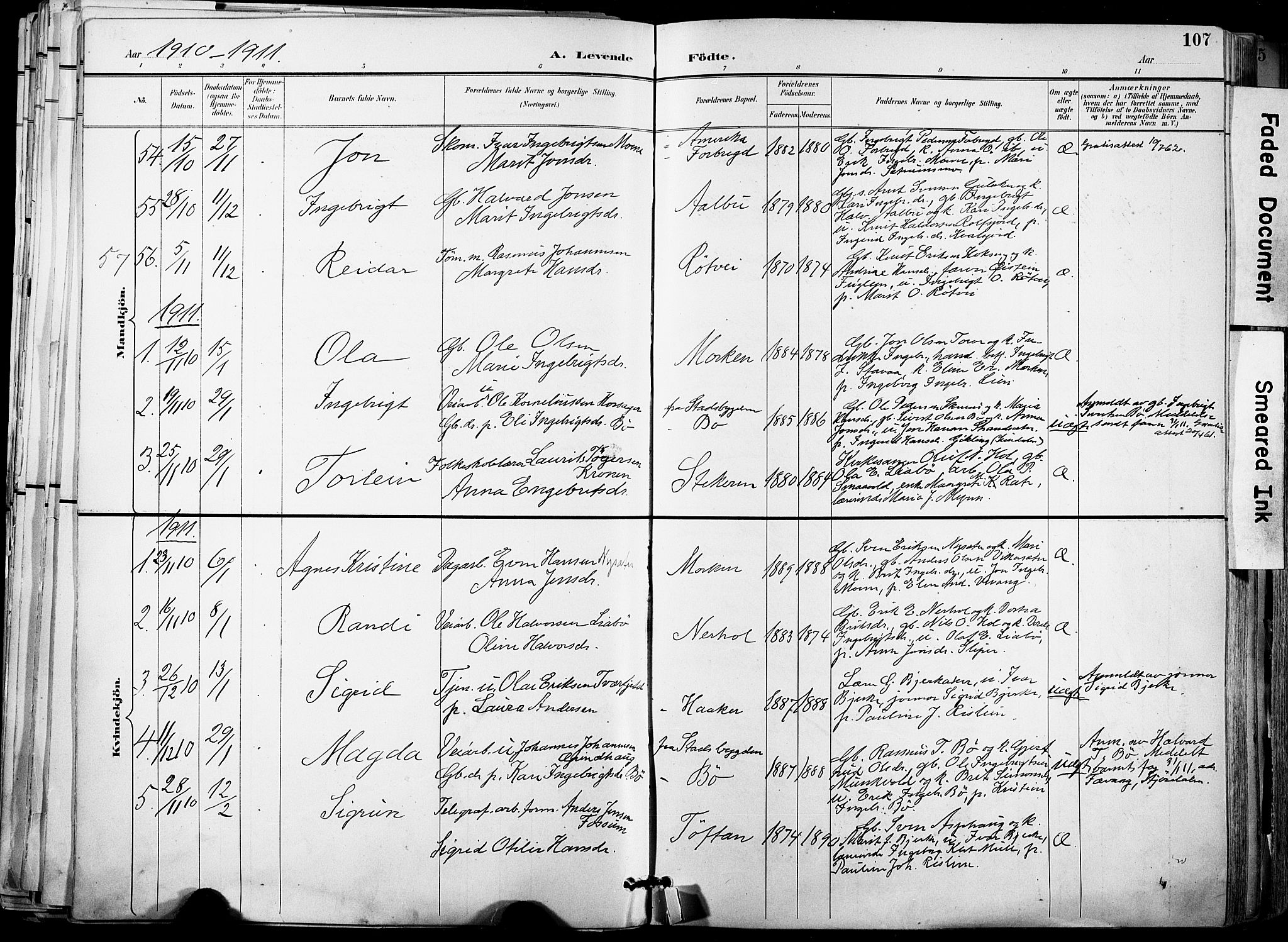 Ministerialprotokoller, klokkerbøker og fødselsregistre - Sør-Trøndelag, SAT/A-1456/678/L0902: Parish register (official) no. 678A11, 1895-1911, p. 107