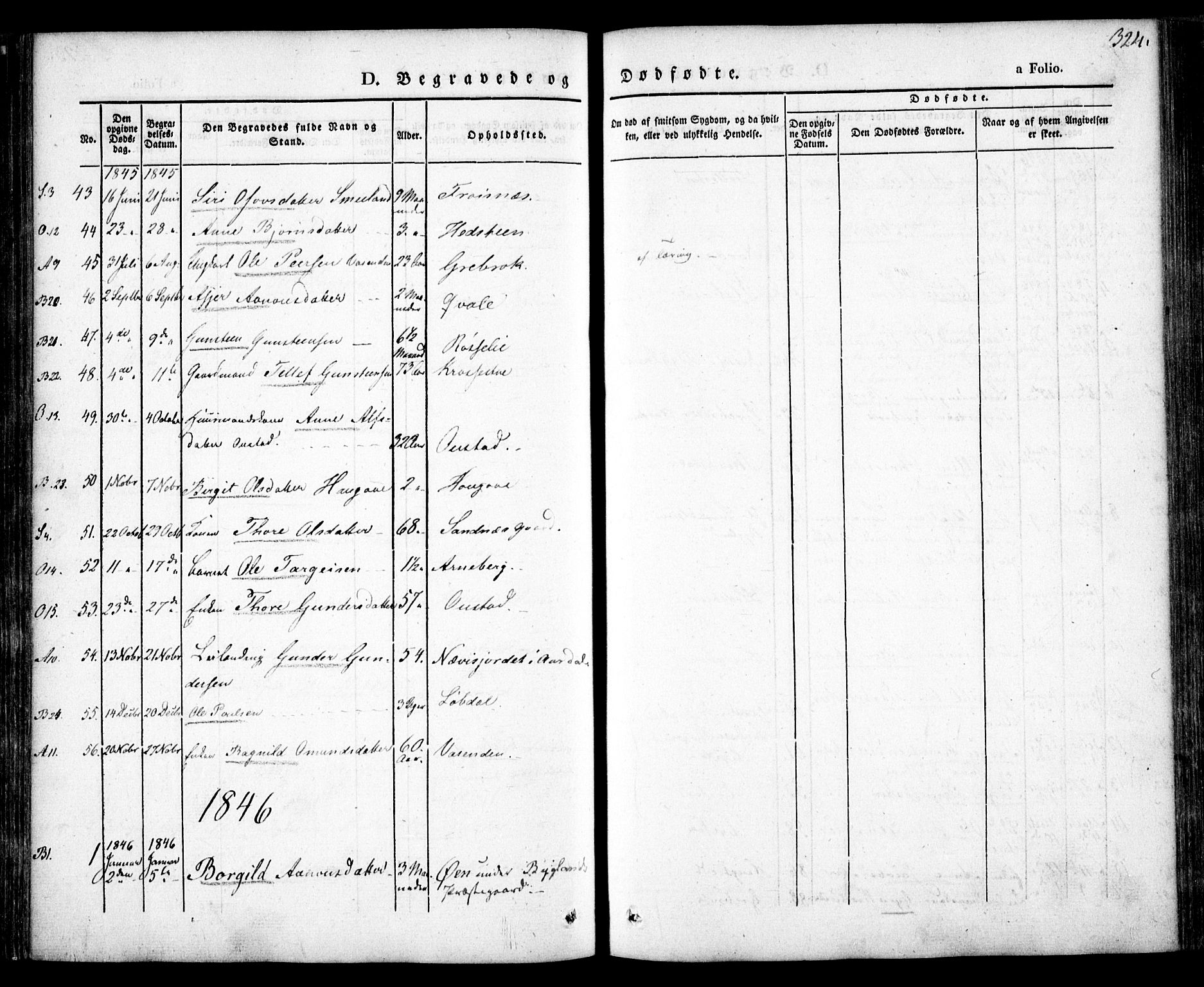 Bygland sokneprestkontor, SAK/1111-0006/F/Fa/Fab/L0004: Parish register (official) no. A 4, 1842-1858, p. 324