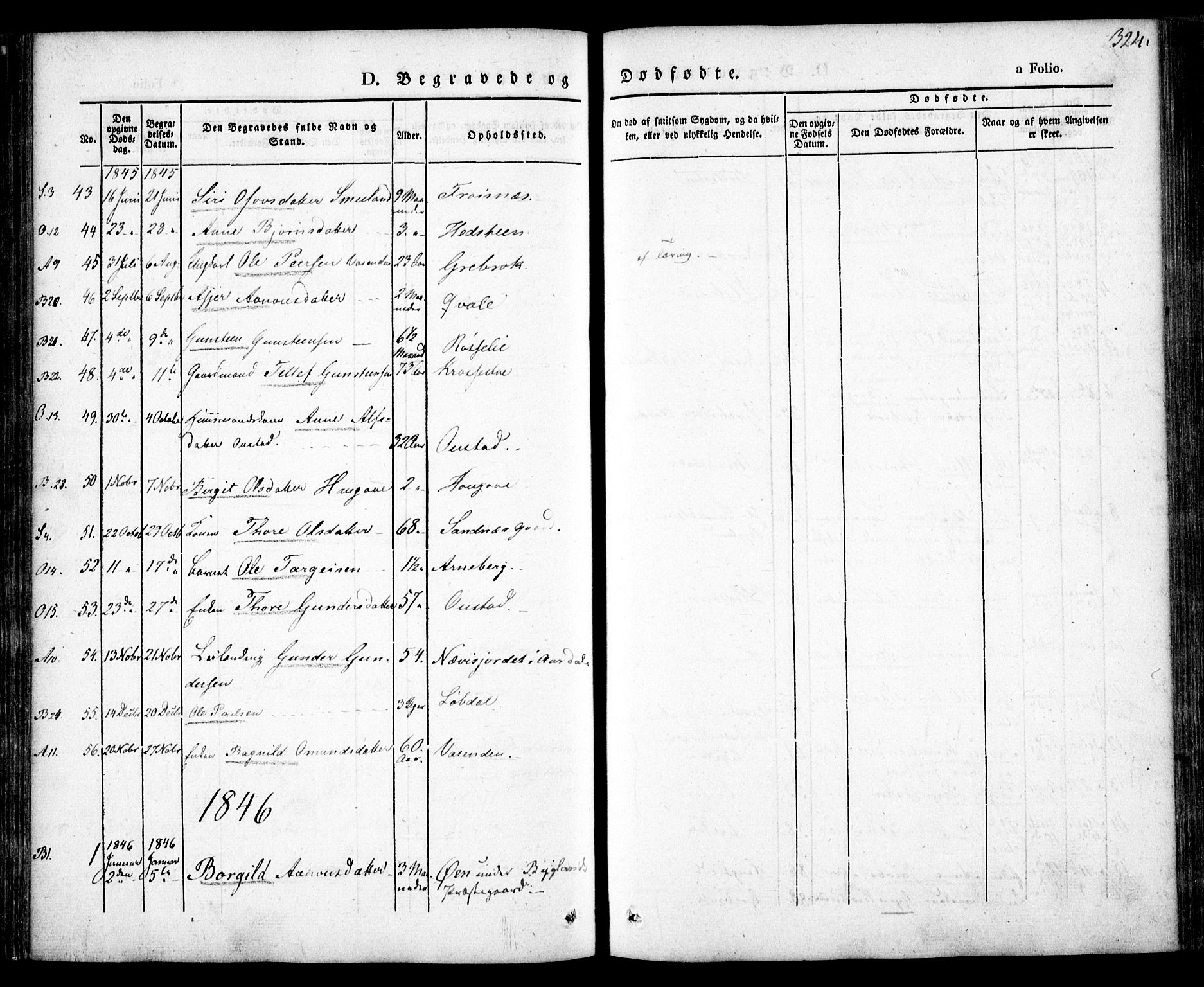 Bygland sokneprestkontor, AV/SAK-1111-0006/F/Fa/Fab/L0004: Parish register (official) no. A 4, 1842-1858, p. 324