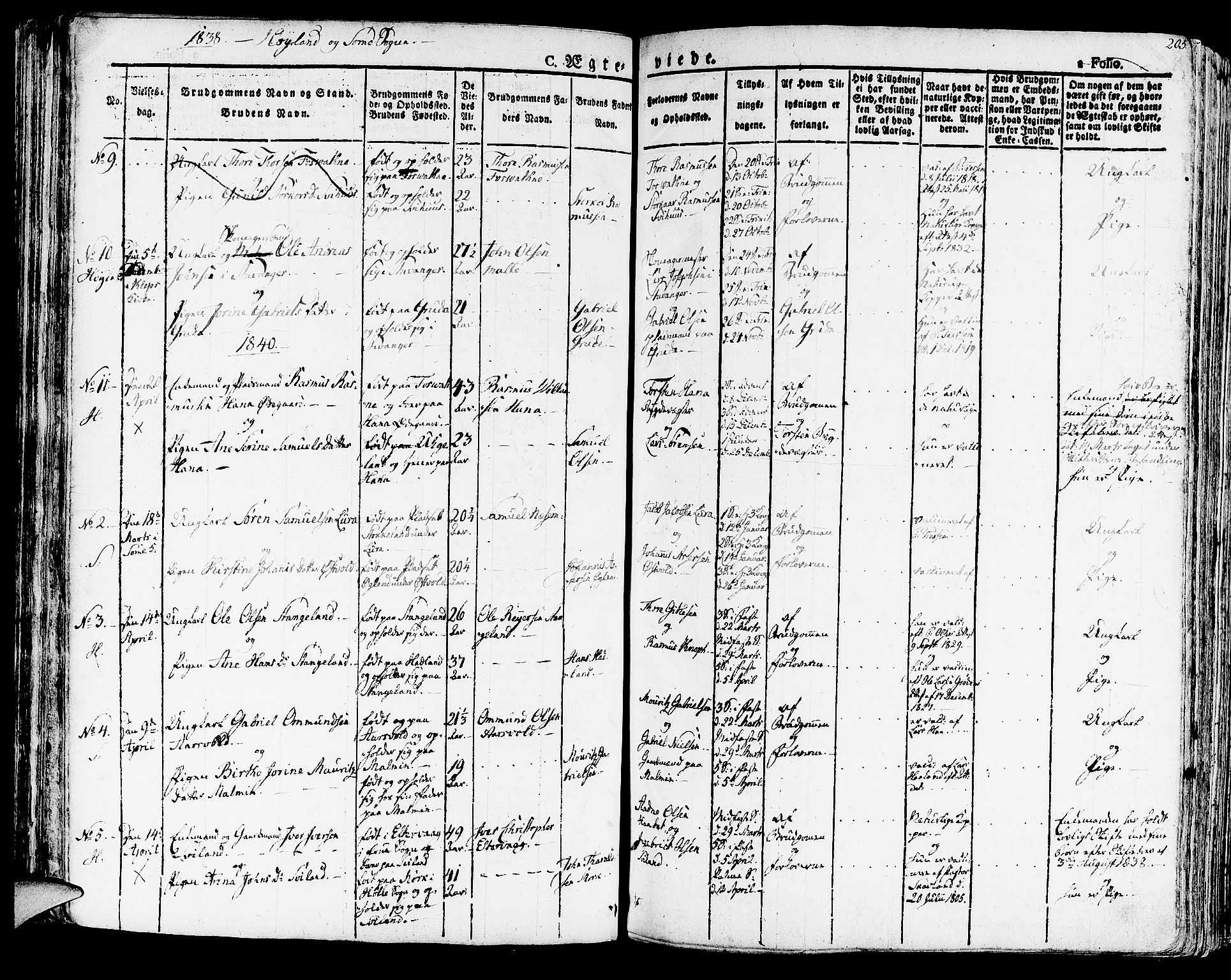 Høyland sokneprestkontor, SAST/A-101799/001/30BA/L0007: Parish register (official) no. A 7 /2, 1825-1841, p. 205