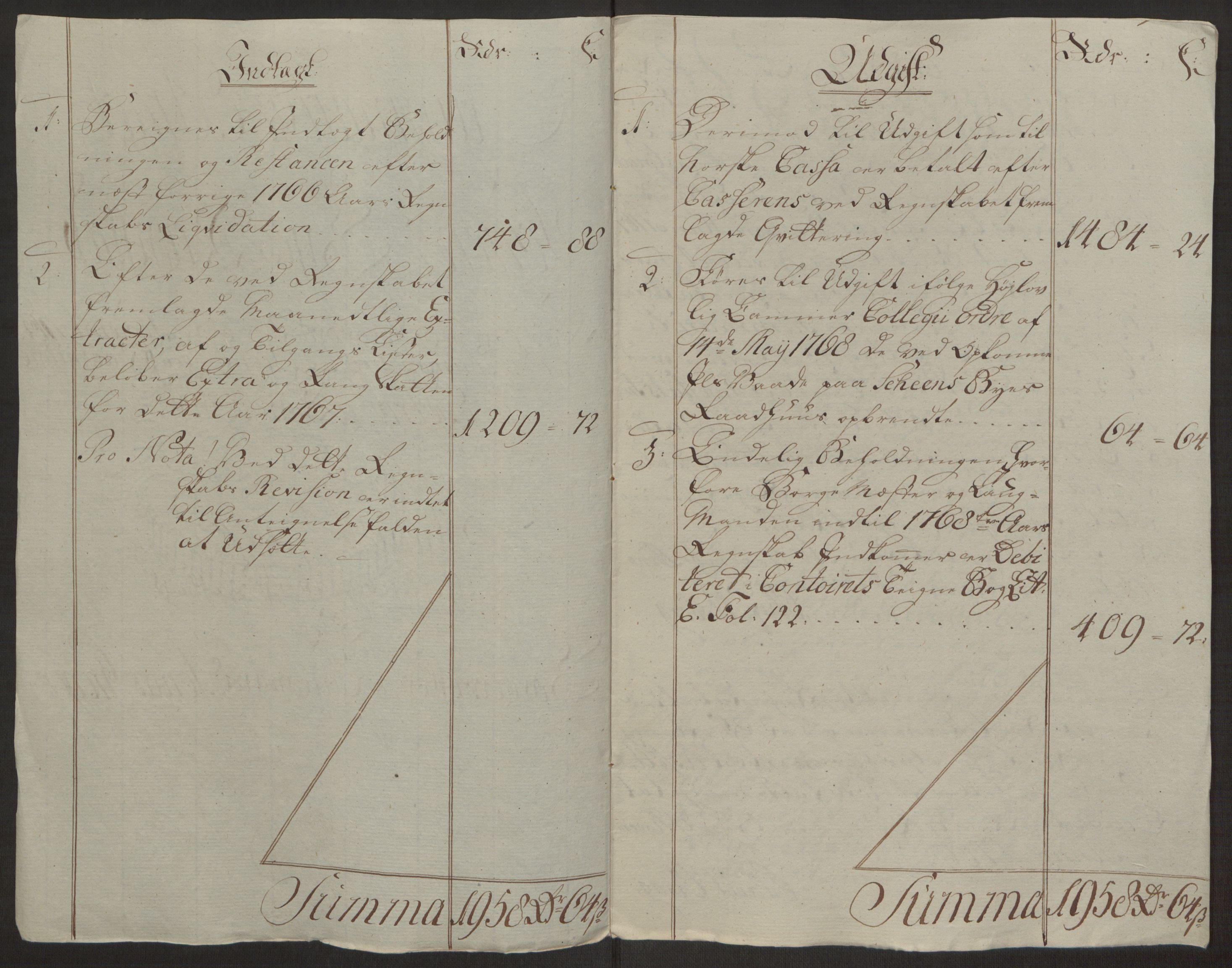 Rentekammeret inntil 1814, Reviderte regnskaper, Byregnskaper, RA/EA-4066/R/Rj/L0198/0001: [J4] Kontribusjonsregnskap / Ekstraskatt, 1762-1768, p. 429