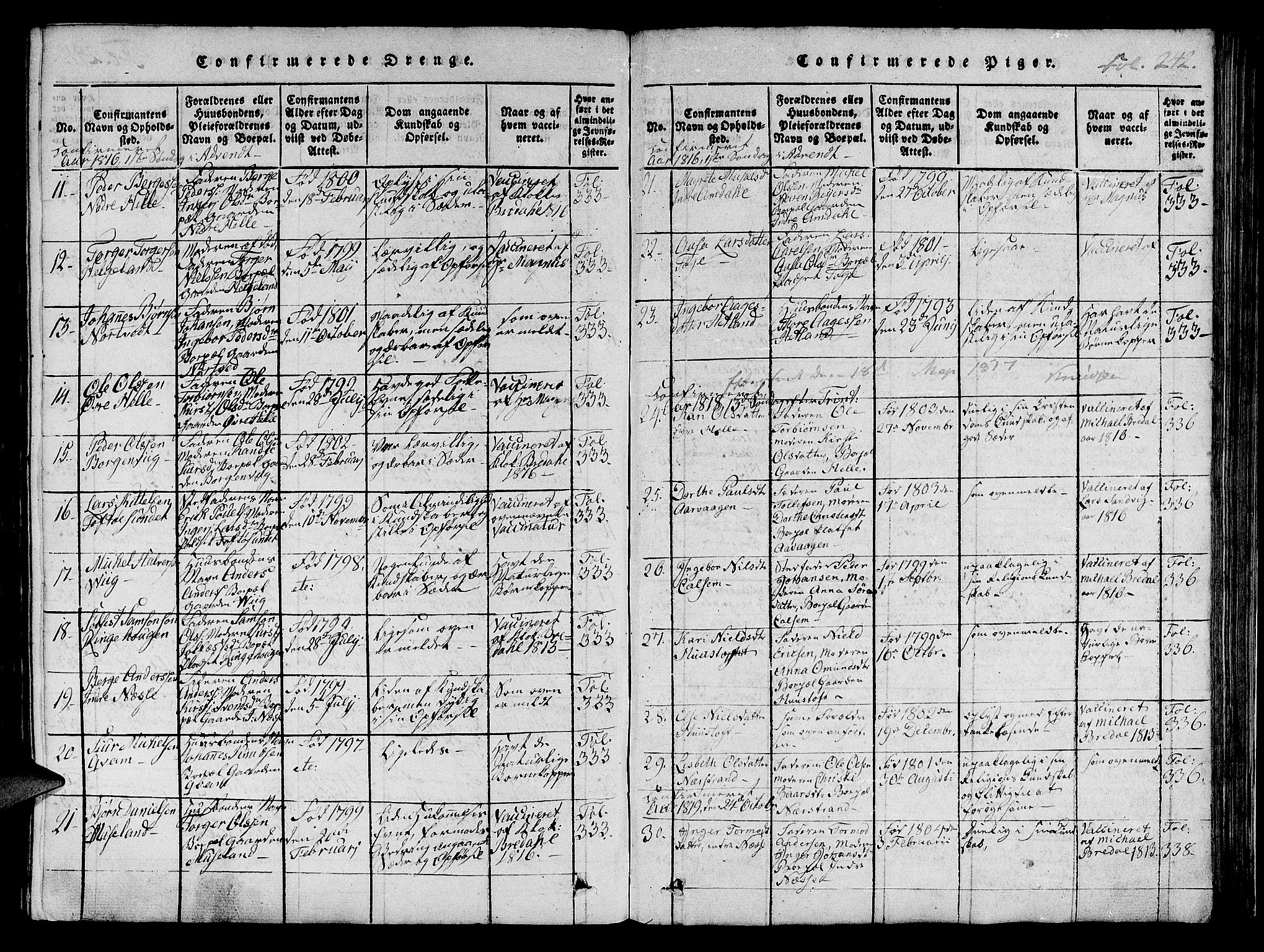 Nedstrand sokneprestkontor, AV/SAST-A-101841/01/IV: Parish register (official) no. A 6, 1816-1838, p. 242