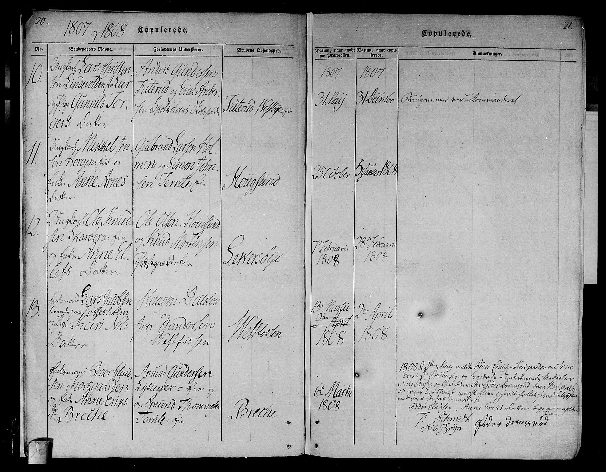 Eiker kirkebøker, AV/SAKO-A-4/F/Fa/L0010: Parish register (official) no. I 10, 1806-1815, p. 20-21
