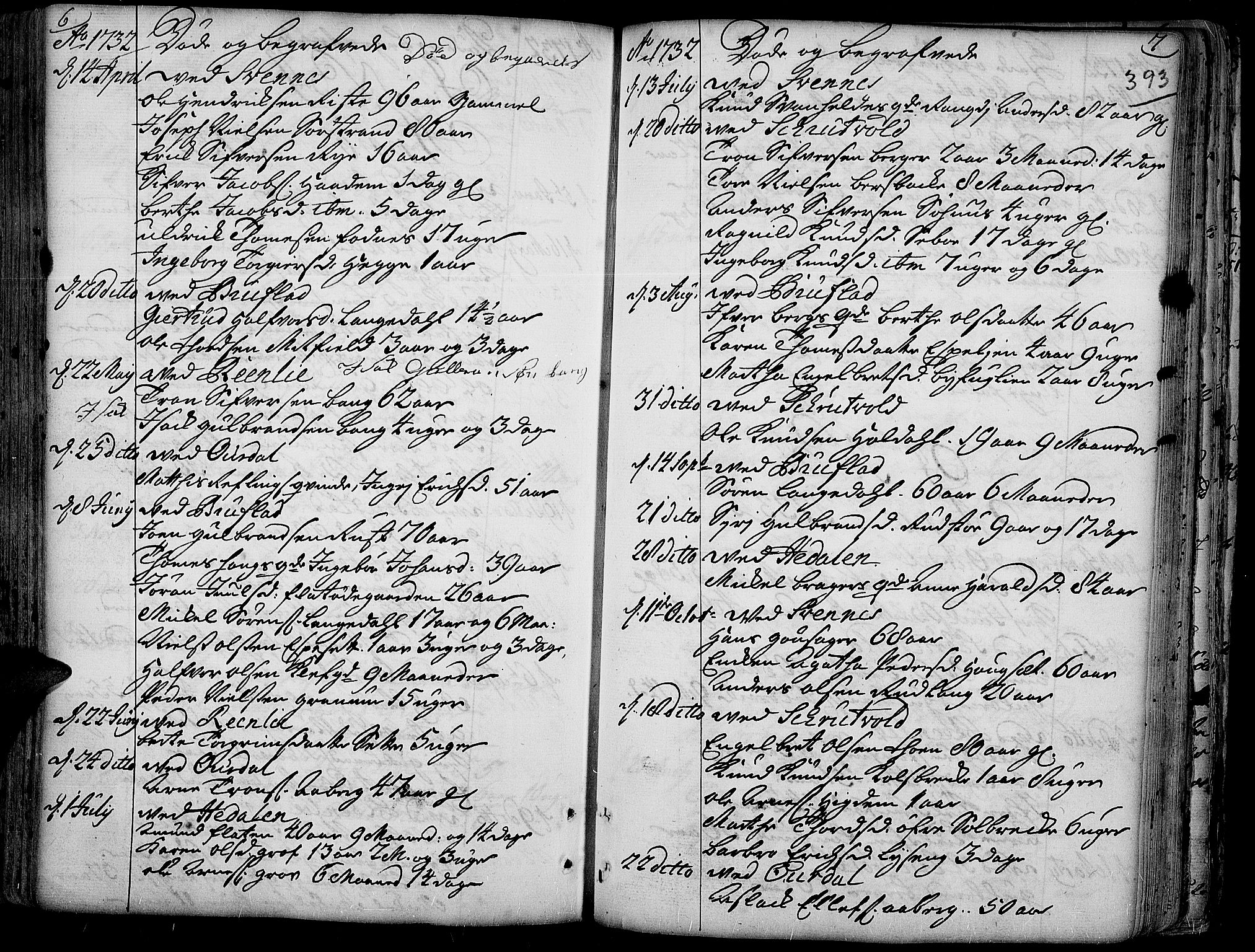 Aurdal prestekontor, AV/SAH-PREST-126/H/Ha/Haa/L0004: Parish register (official) no. 4, 1730-1762, p. 6-7