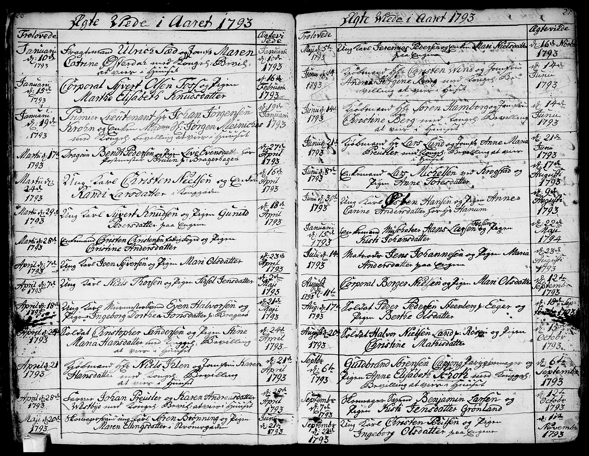 Bragernes kirkebøker, AV/SAKO-A-6/F/Fa/L0006a: Parish register (official) no. I 6, 1782-1814, p. 26-27