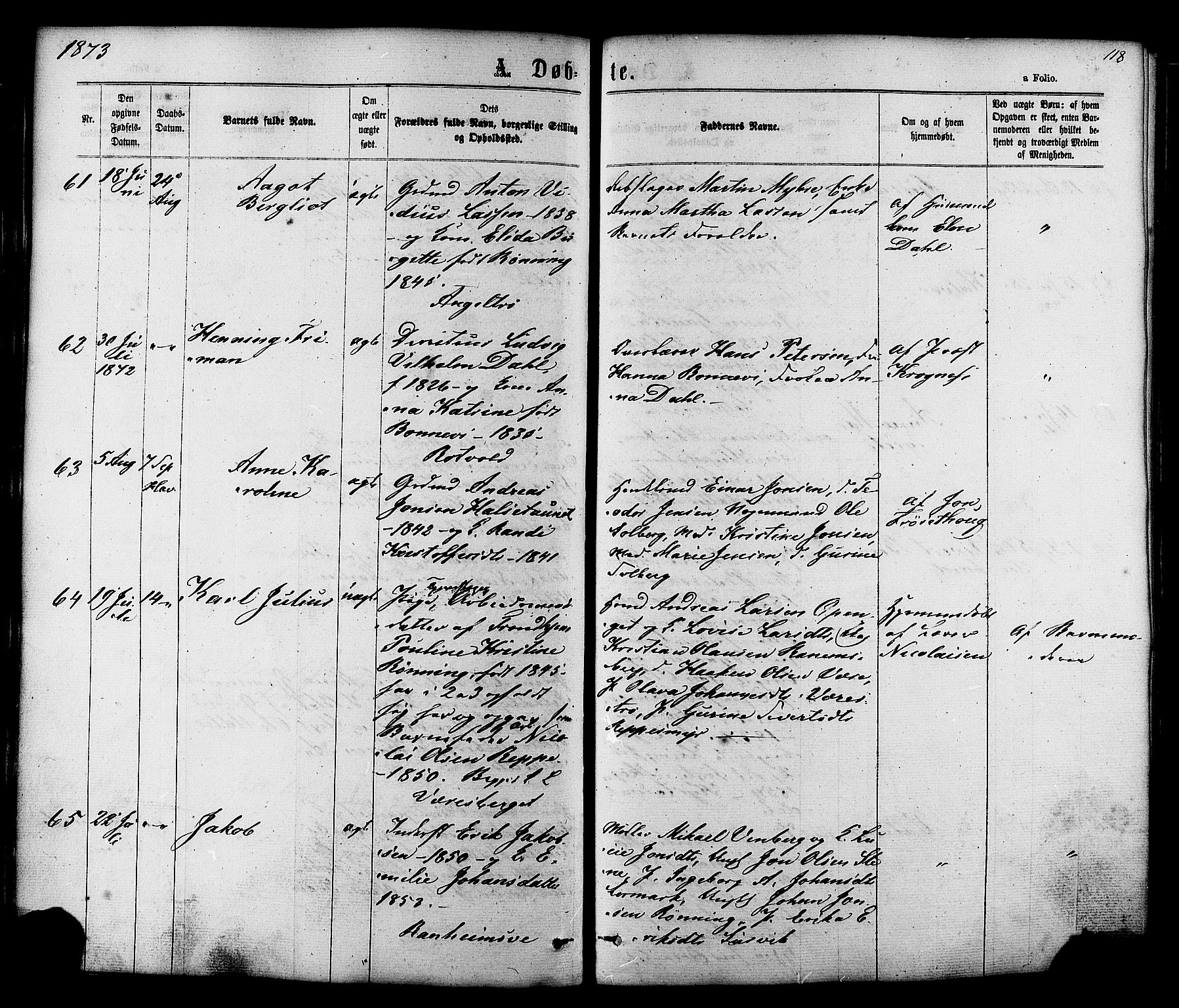 Ministerialprotokoller, klokkerbøker og fødselsregistre - Sør-Trøndelag, SAT/A-1456/606/L0293: Parish register (official) no. 606A08, 1866-1877, p. 118
