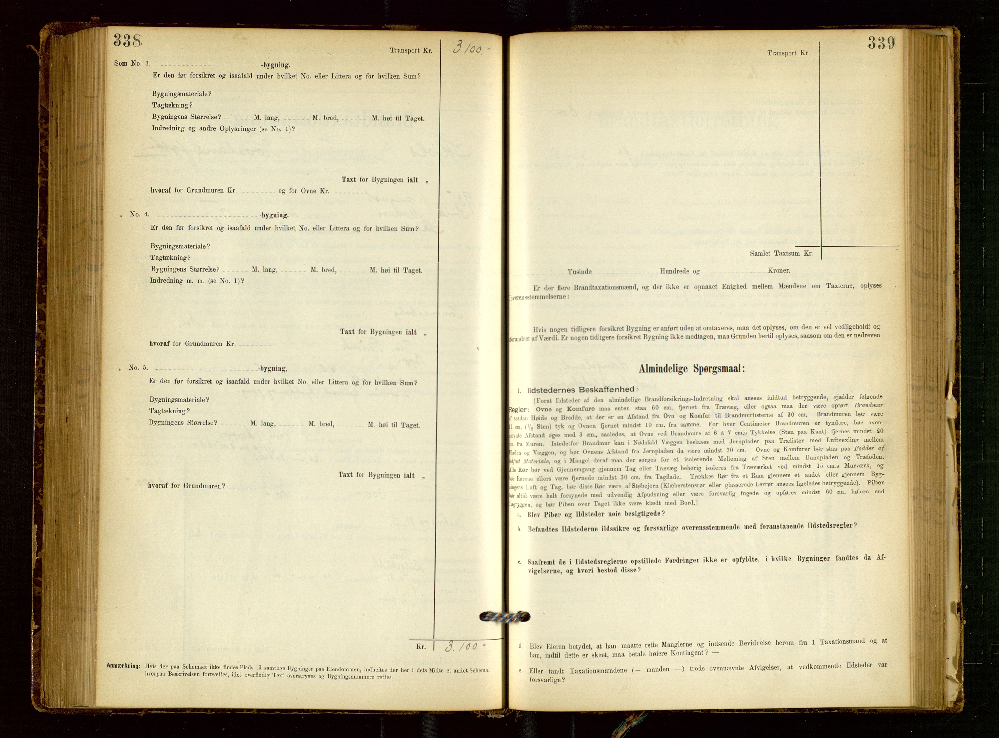 Skjold lensmannskontor, SAST/A-100182/Gob/L0001: "Brandtaxationsprotokol for Skjold Lensmandsdistrikt Ryfylke Fogderi", 1894-1939, p. 338-339
