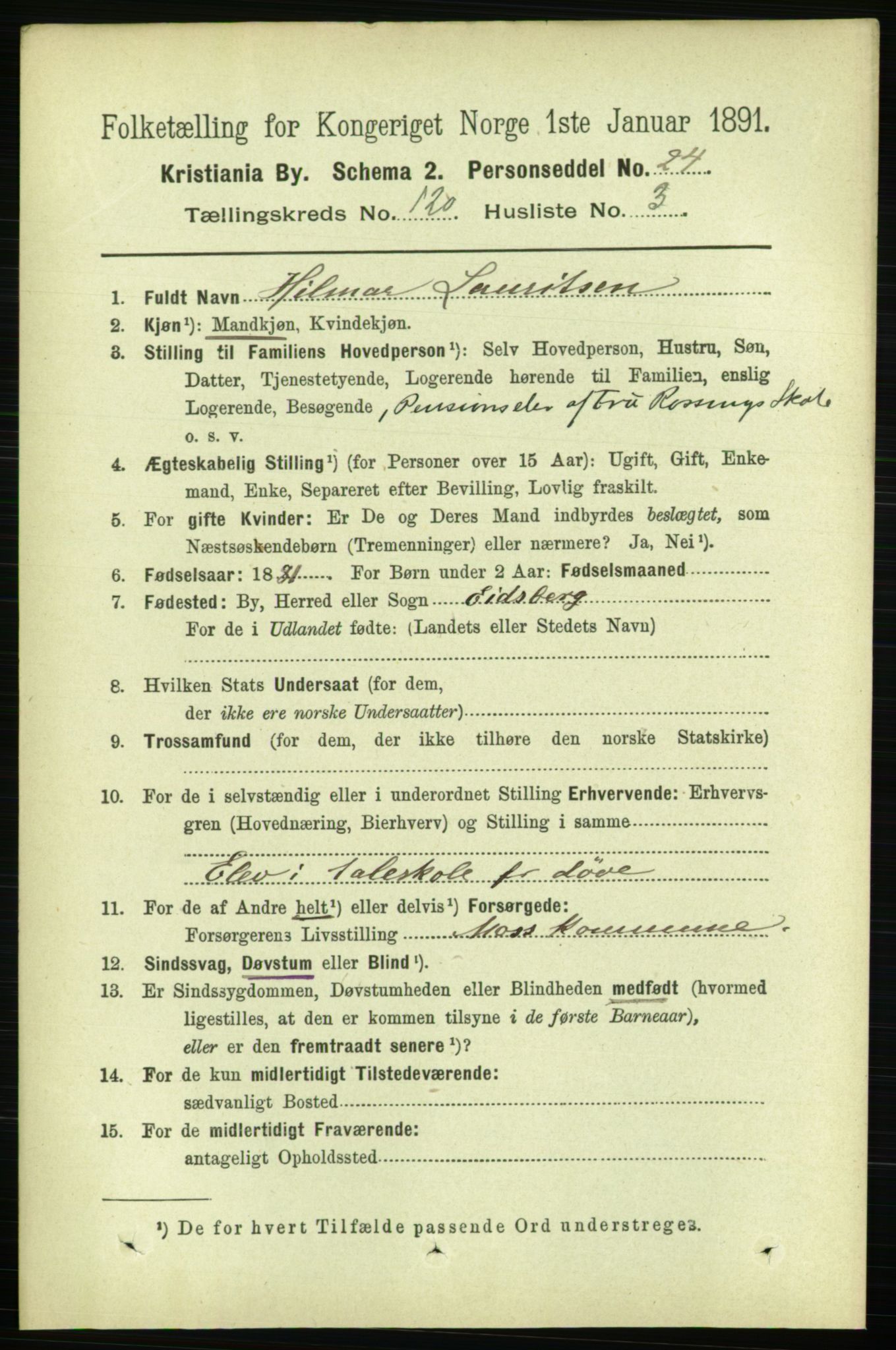 RA, 1891 census for 0301 Kristiania, 1891, p. 64026