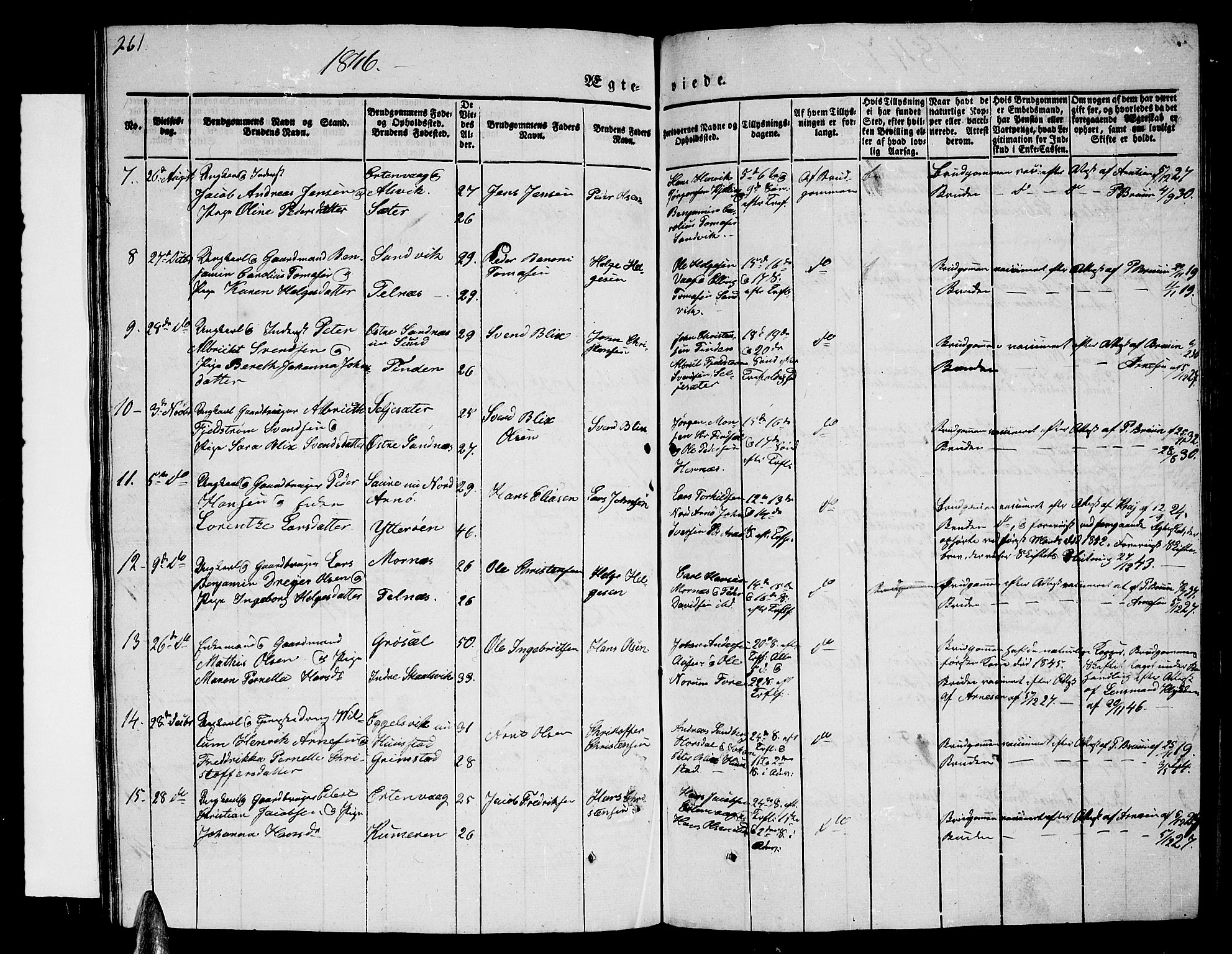 Ministerialprotokoller, klokkerbøker og fødselsregistre - Nordland, AV/SAT-A-1459/805/L0106: Parish register (copy) no. 805C02, 1841-1861, p. 261