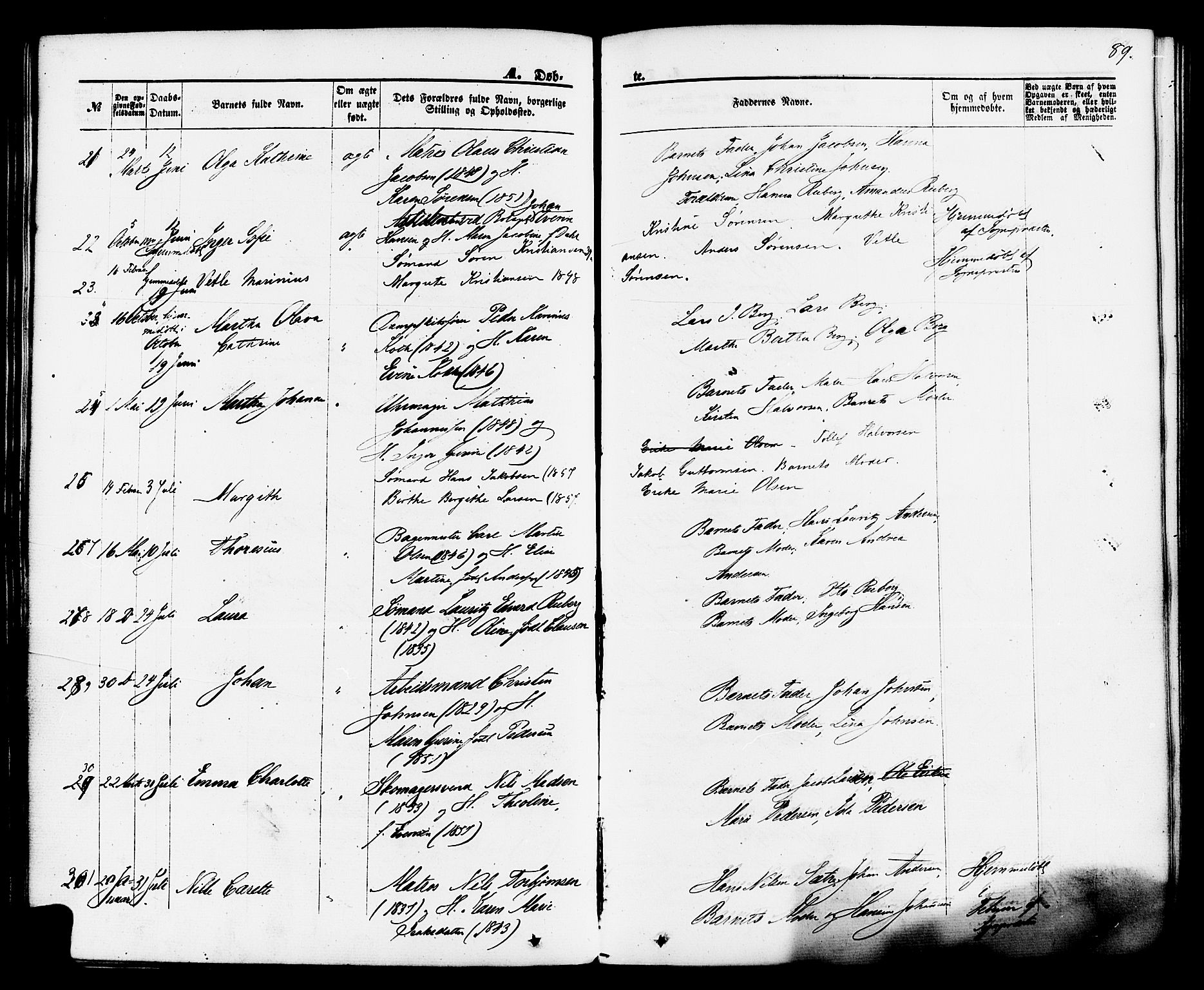 Brevik kirkebøker, AV/SAKO-A-255/F/Fa/L0006: Parish register (official) no. 6, 1866-1881, p. 89