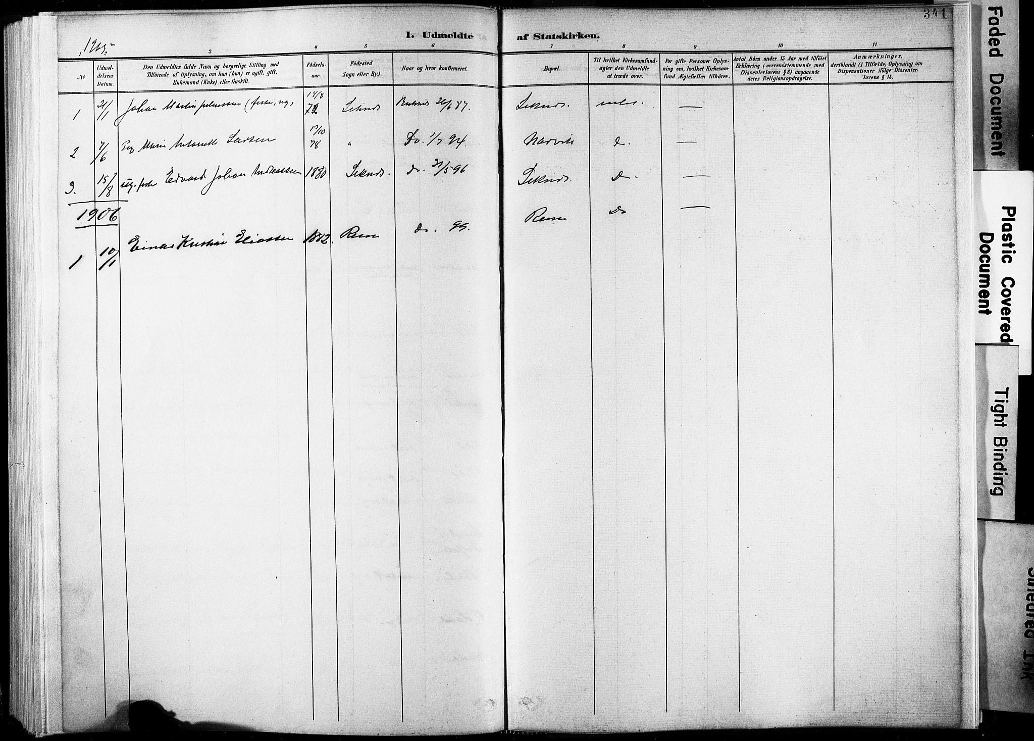 Ministerialprotokoller, klokkerbøker og fødselsregistre - Nordland, AV/SAT-A-1459/881/L1151: Parish register (official) no. 881A04, 1899-1907, p. 341