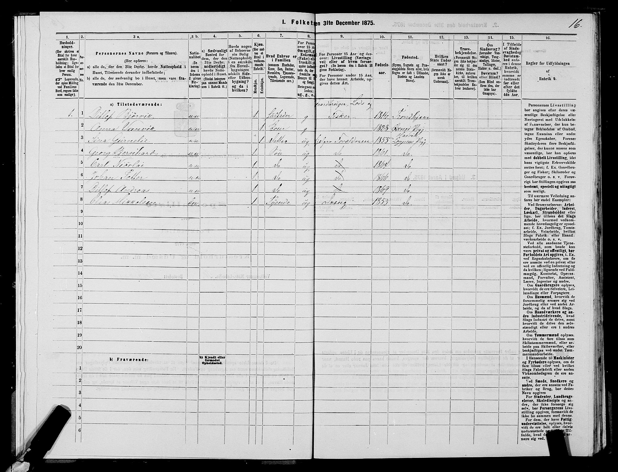 SATØ, 1875 census for 2014P Loppa, 1875, p. 1016