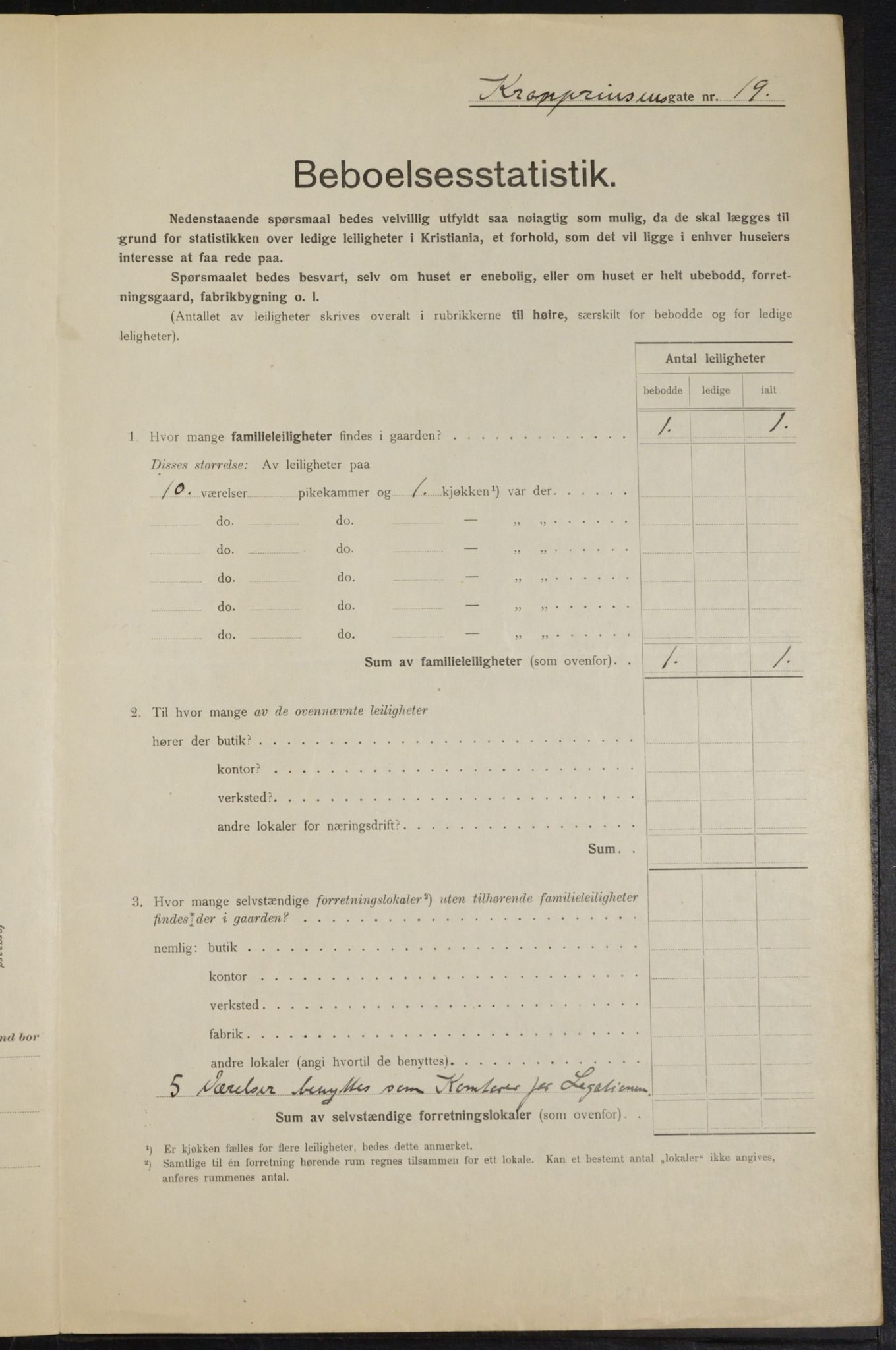 OBA, Municipal Census 1915 for Kristiania, 1915, p. 54195