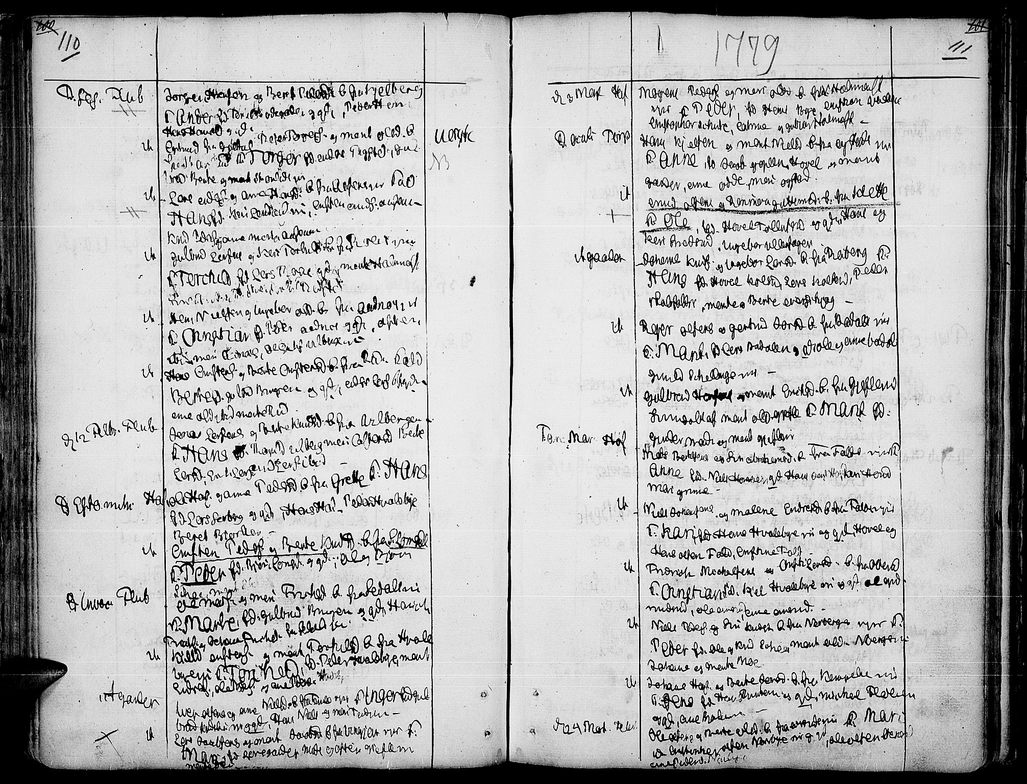 Land prestekontor, SAH/PREST-120/H/Ha/Haa/L0005: Parish register (official) no. 5, 1765-1784, p. 110-111